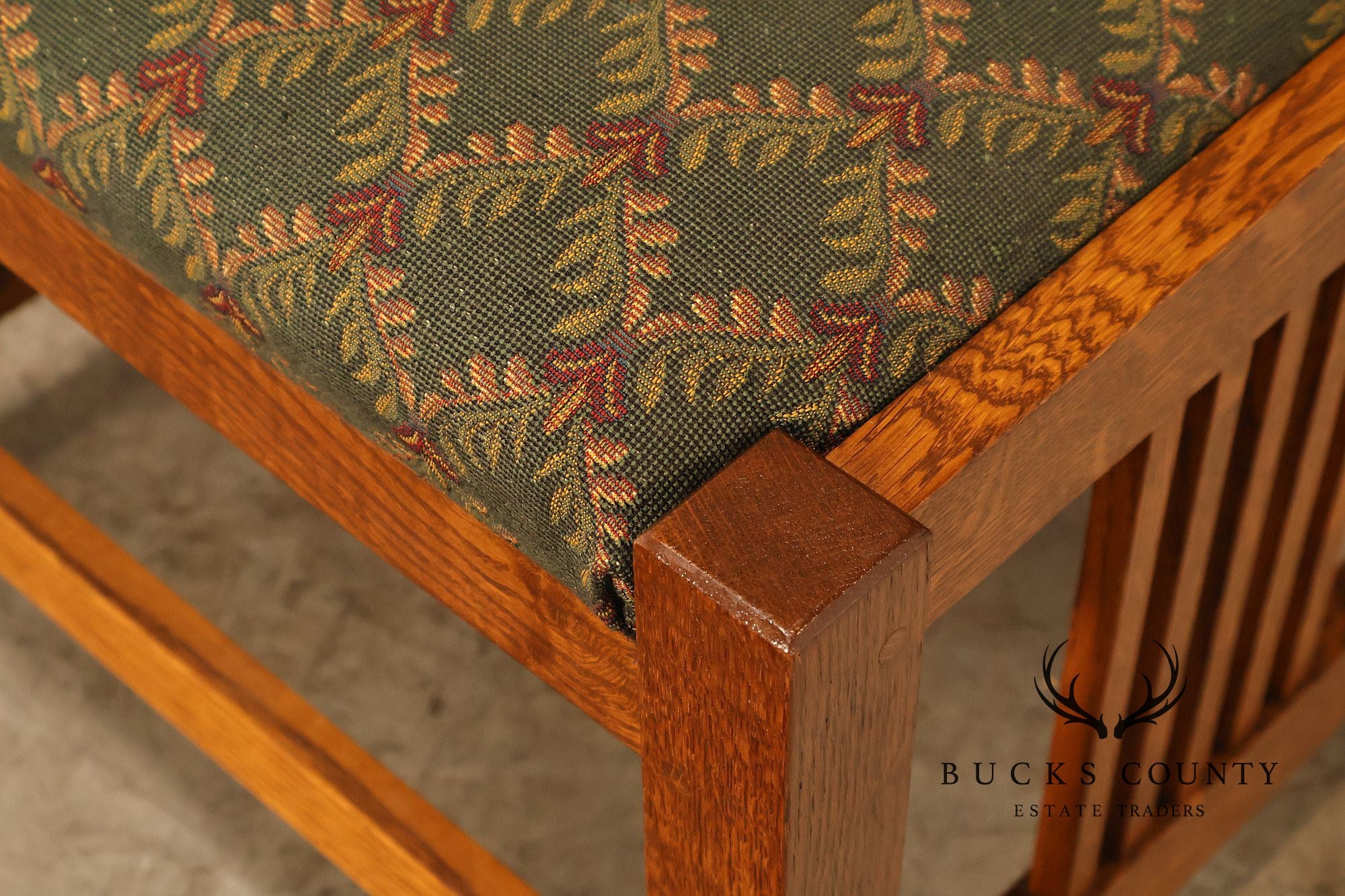 Stickley Mission Collection Oak Spindle Side Footstool Ottoman