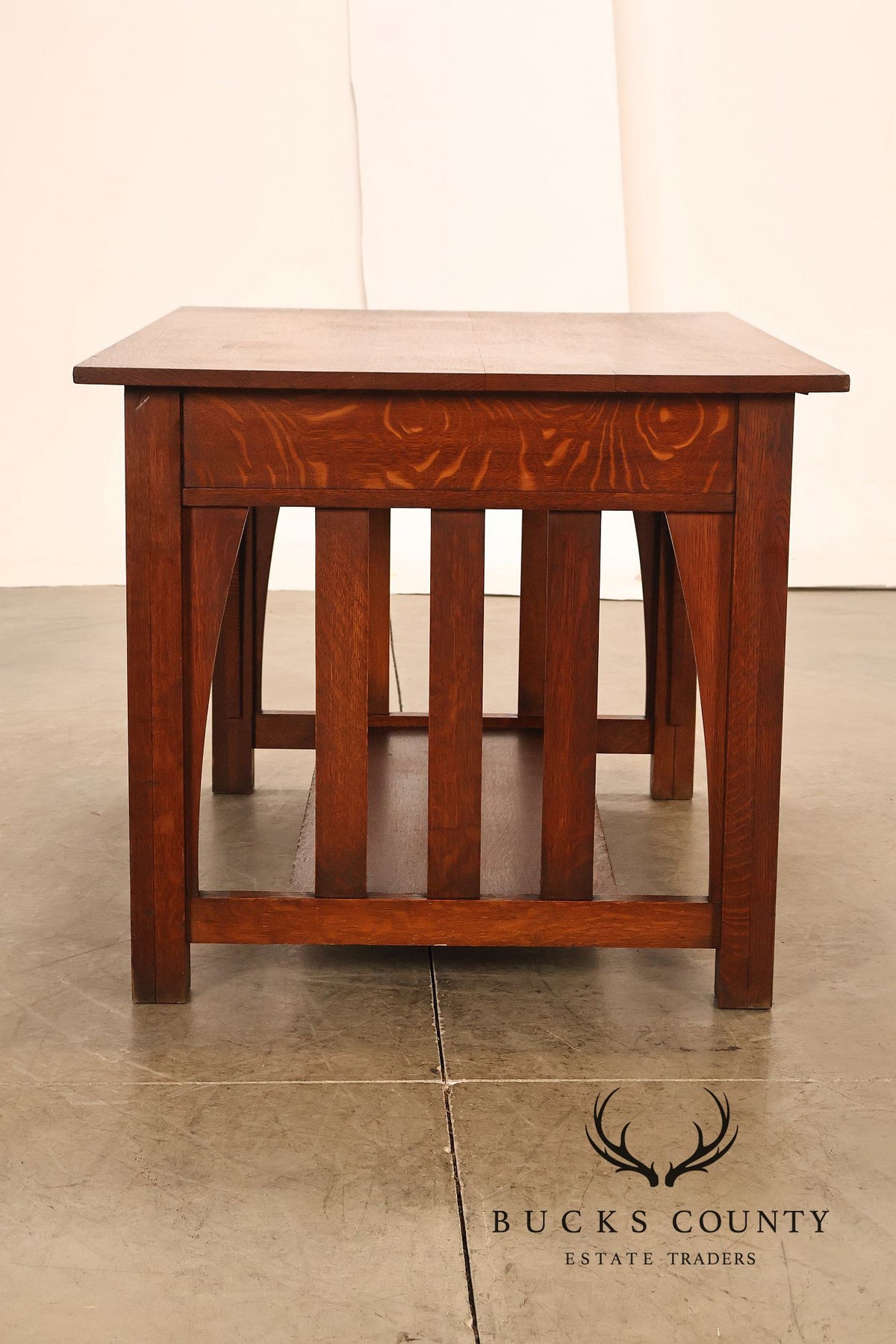 Antique Limbert Arts And Crafts Mission Oak Two-Drawer Library Table