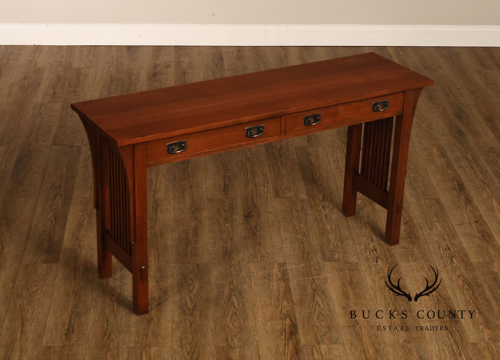 Stickley Mission Collection Oak Two Drawer Sofa Table