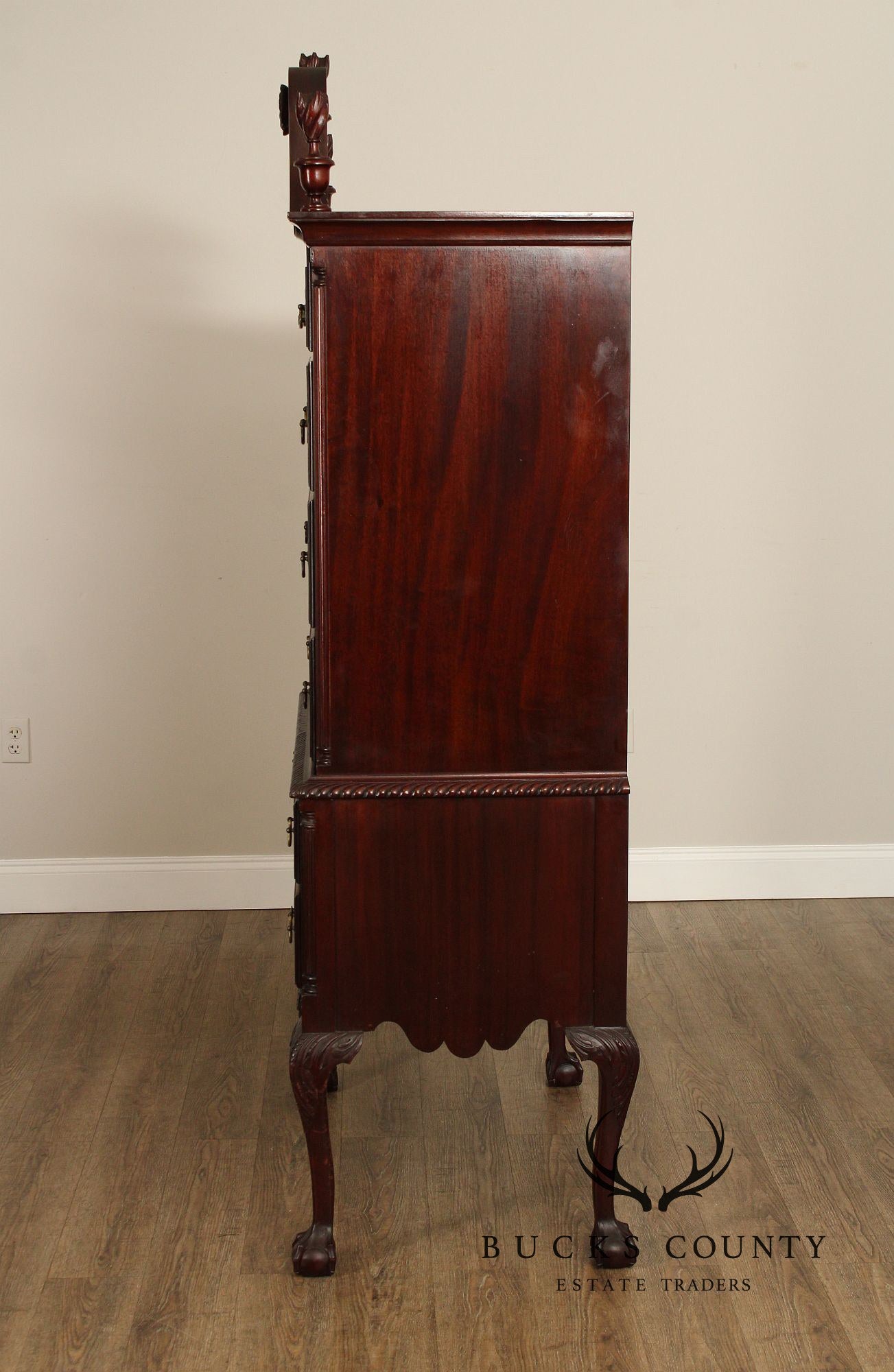 Chippendale Style Antique Bench Made Mahogany Highboy Chest