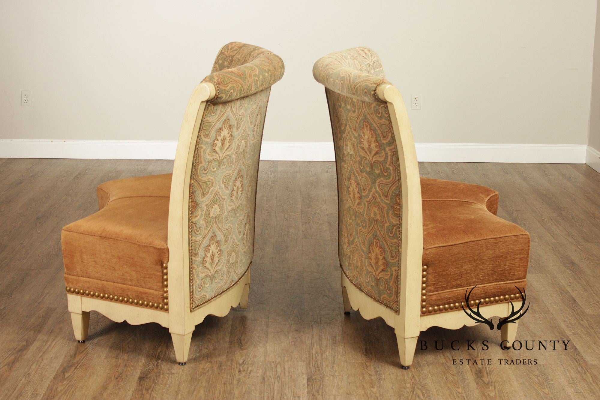 Swaim French Country Style Pair of Curved Banquette Benches
