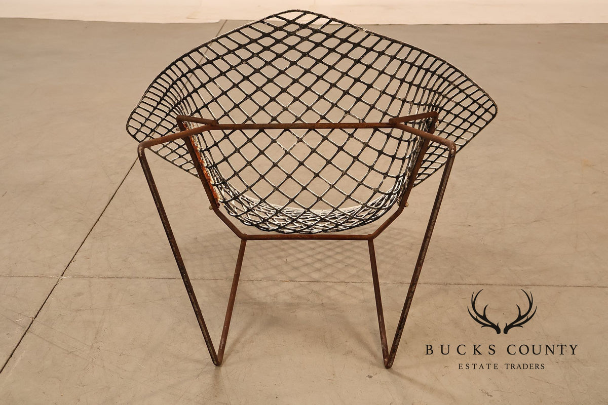 Mid Century Modern Harry Bertoia Style Diamond Wire Lounge Chair