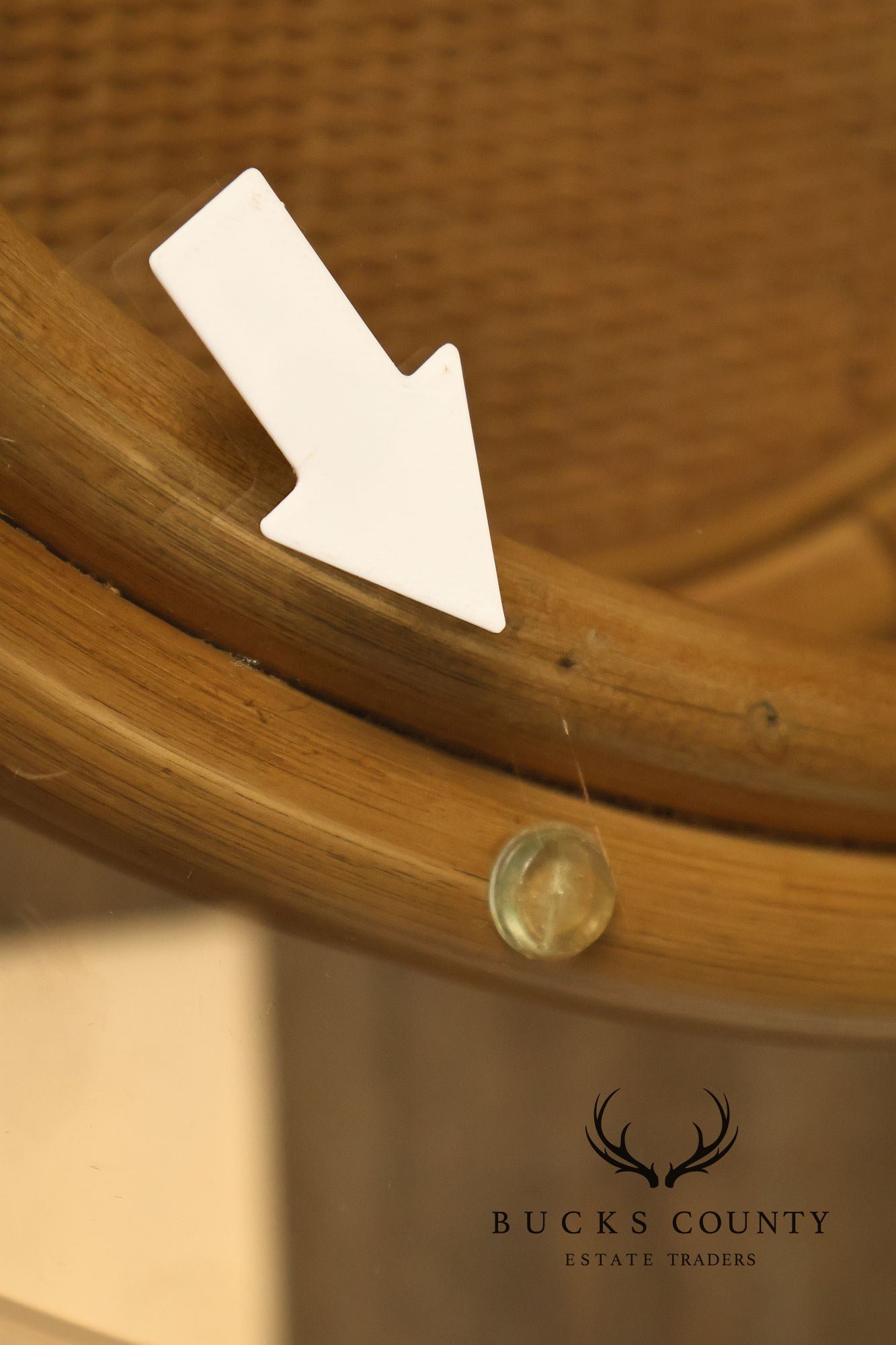 Boho Chic Pair of Round Glass Top Bamboo End Tables