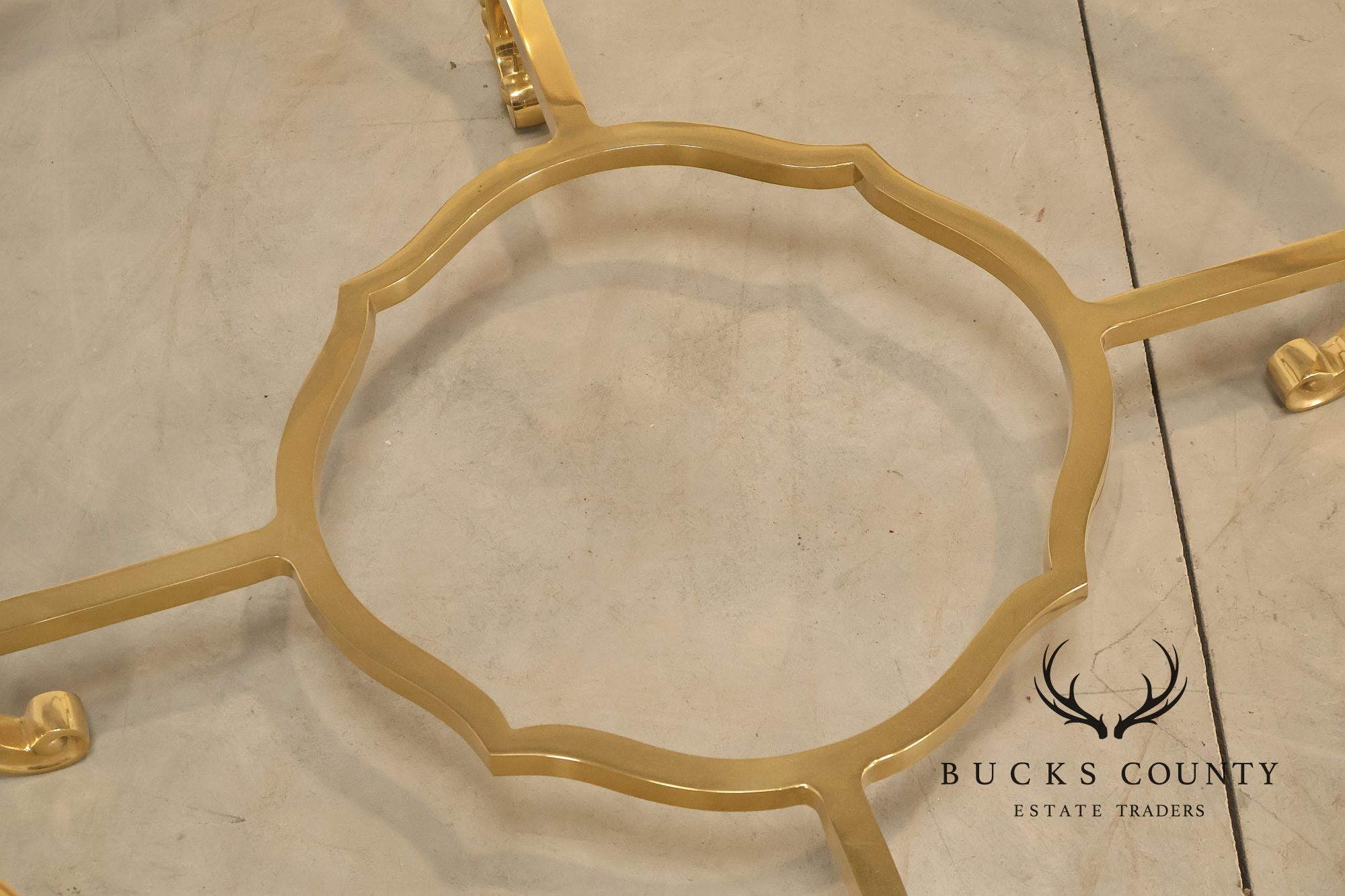LaBarge Scalloped Brass And Glass Coffee Table