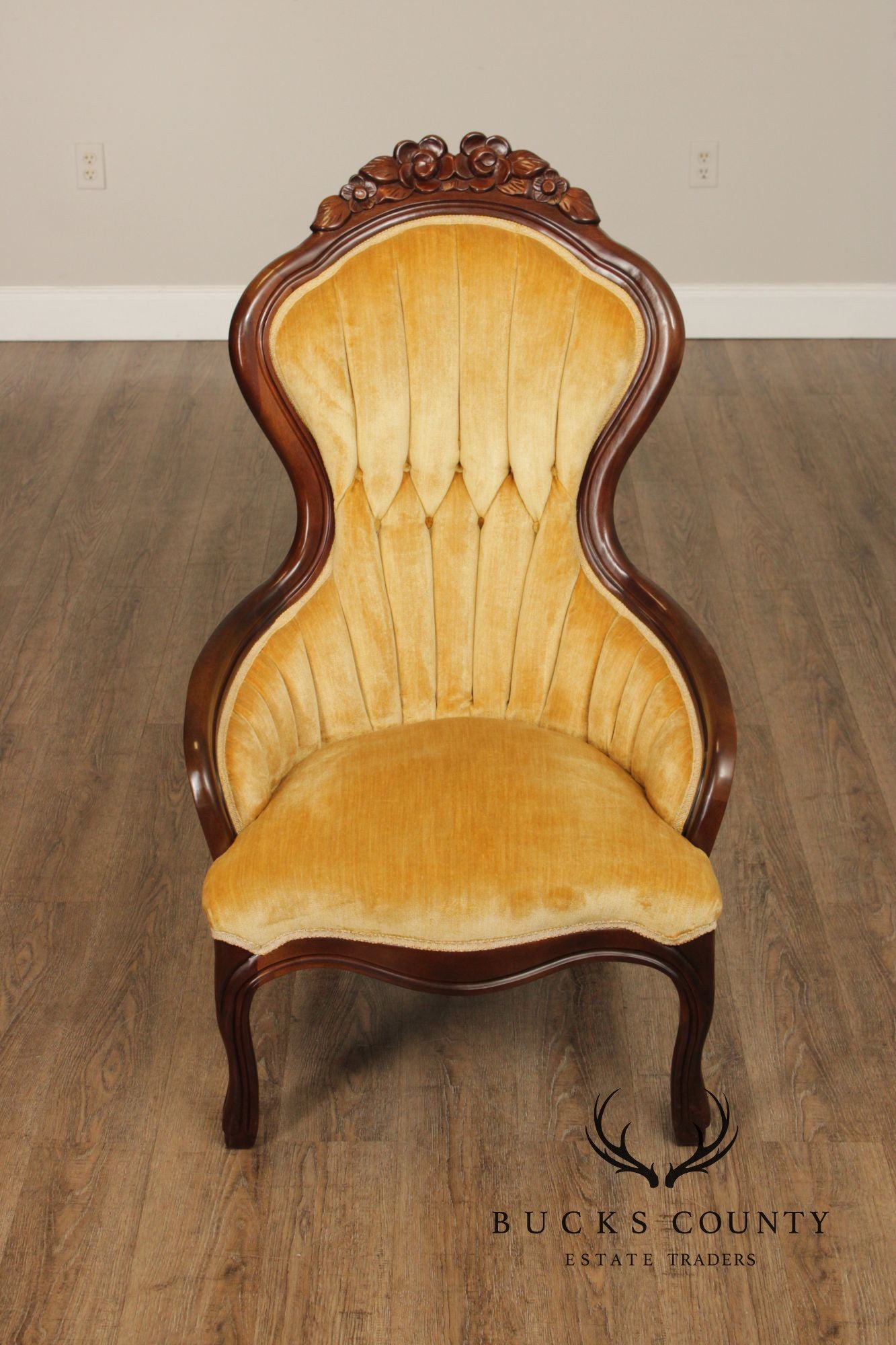 Kimball Furniture Victorian Style Pair of Carved Mahogany Parlor Chairs