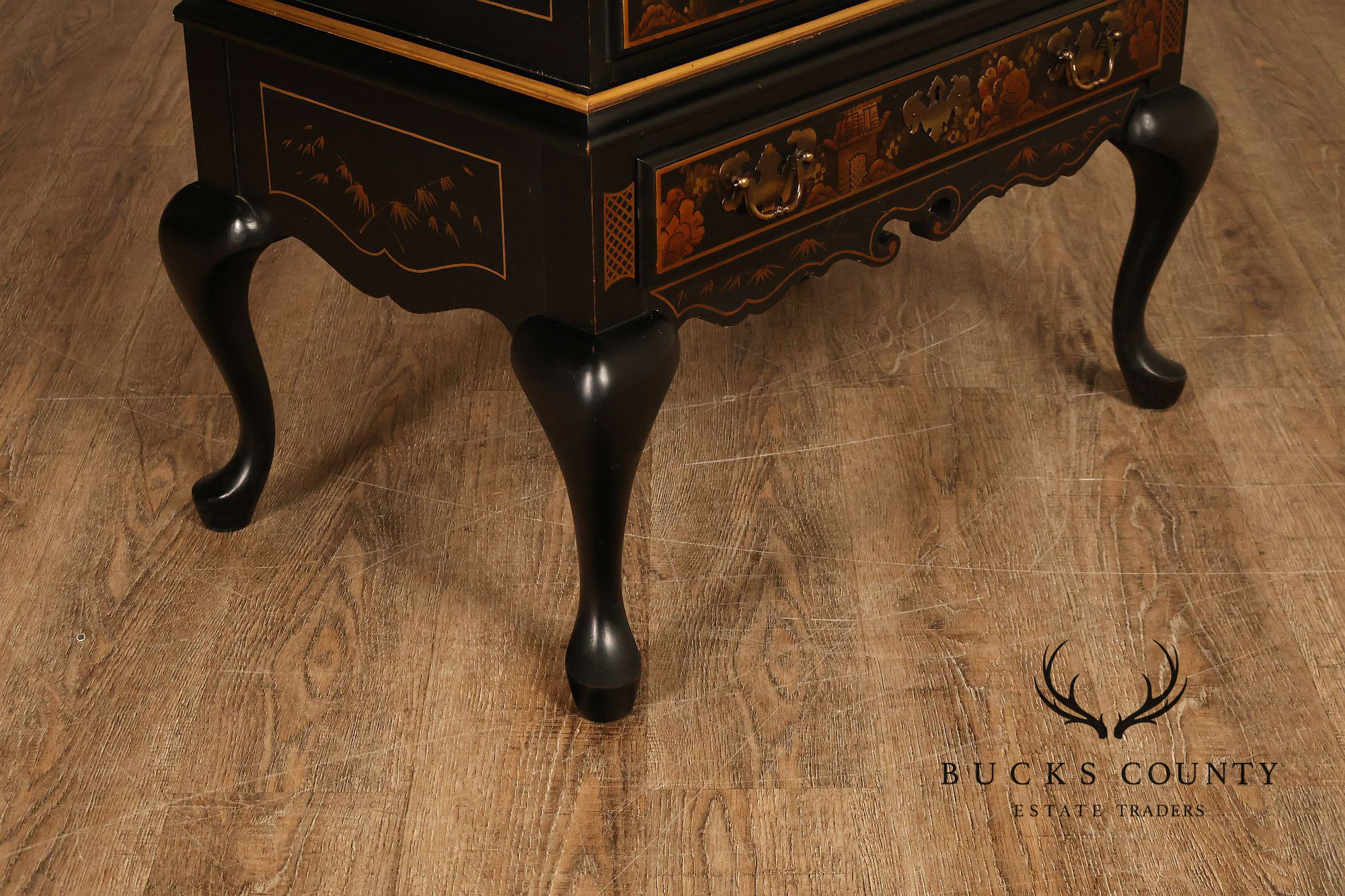 Queen Anne Style Chinoiserie Slant Front Writing Desk