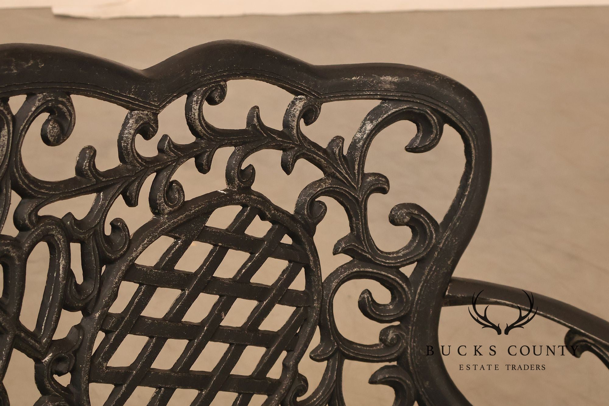 Cast Aluminum Garden Bench With Ornate Lattice Back