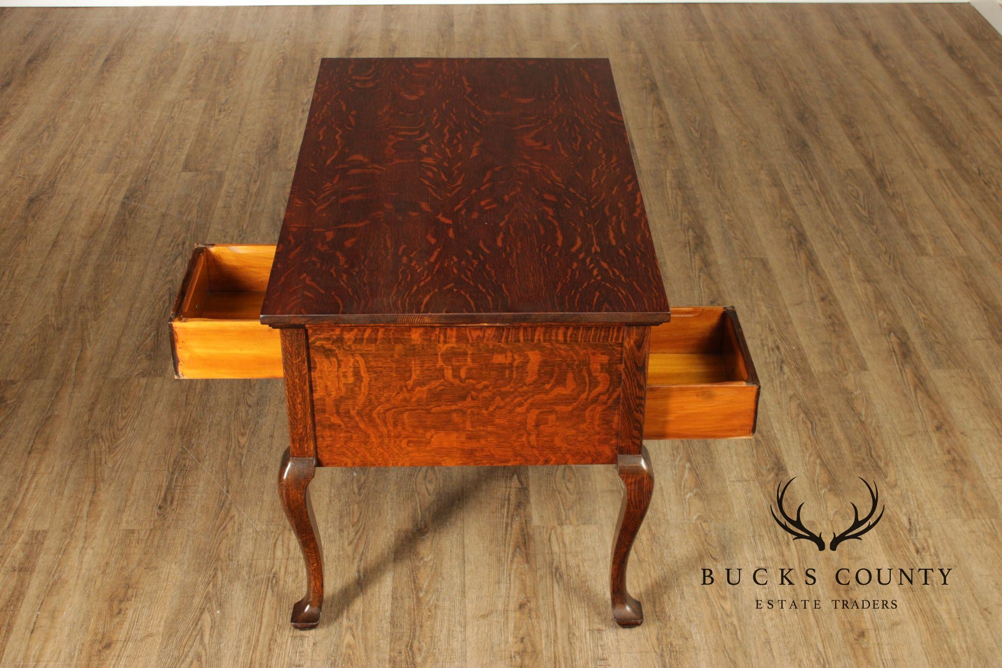 Antique Victorian Oak Partner's Executive Writing Desk