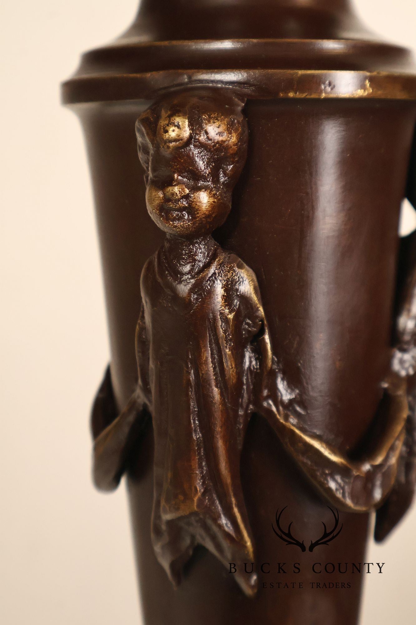 Maitland Smith Bronze Pair Of Neoclassical-Style Candlesticks