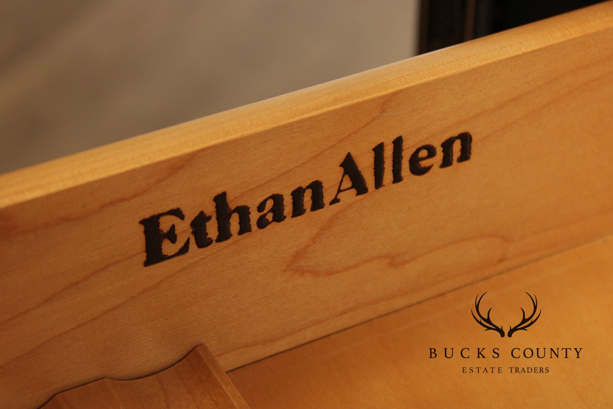 Ethan Allen Hitchcock Style Hand Painted Black Lacquer Writing Desk