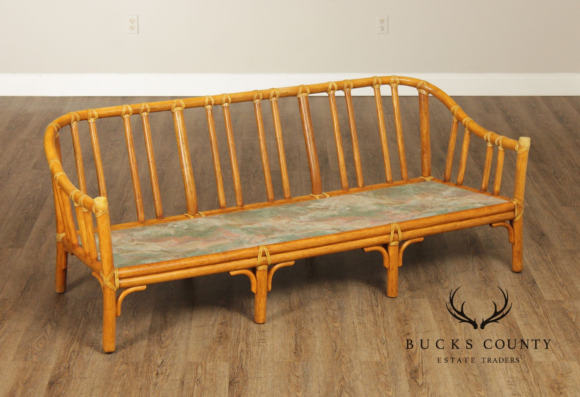 McGuire Organic Modern Rattan Three Cushion Sofa