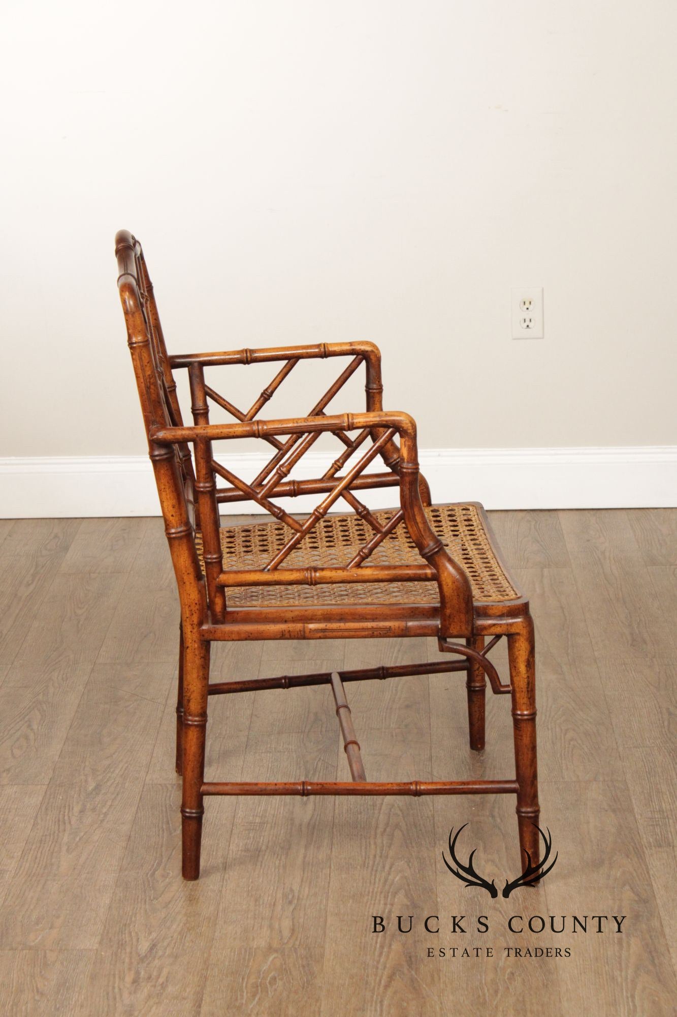 Chinese Chippendale Style Faux Bamboo Armchair