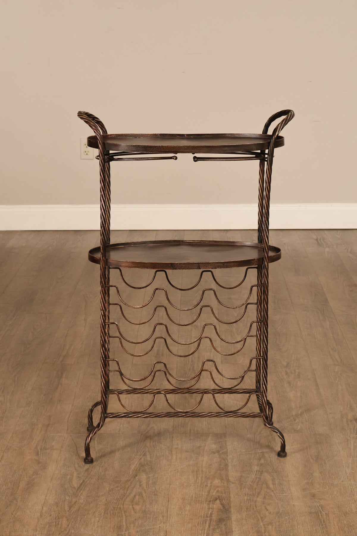Twisted Metal Two-Tier Wine Rack Serving Stand