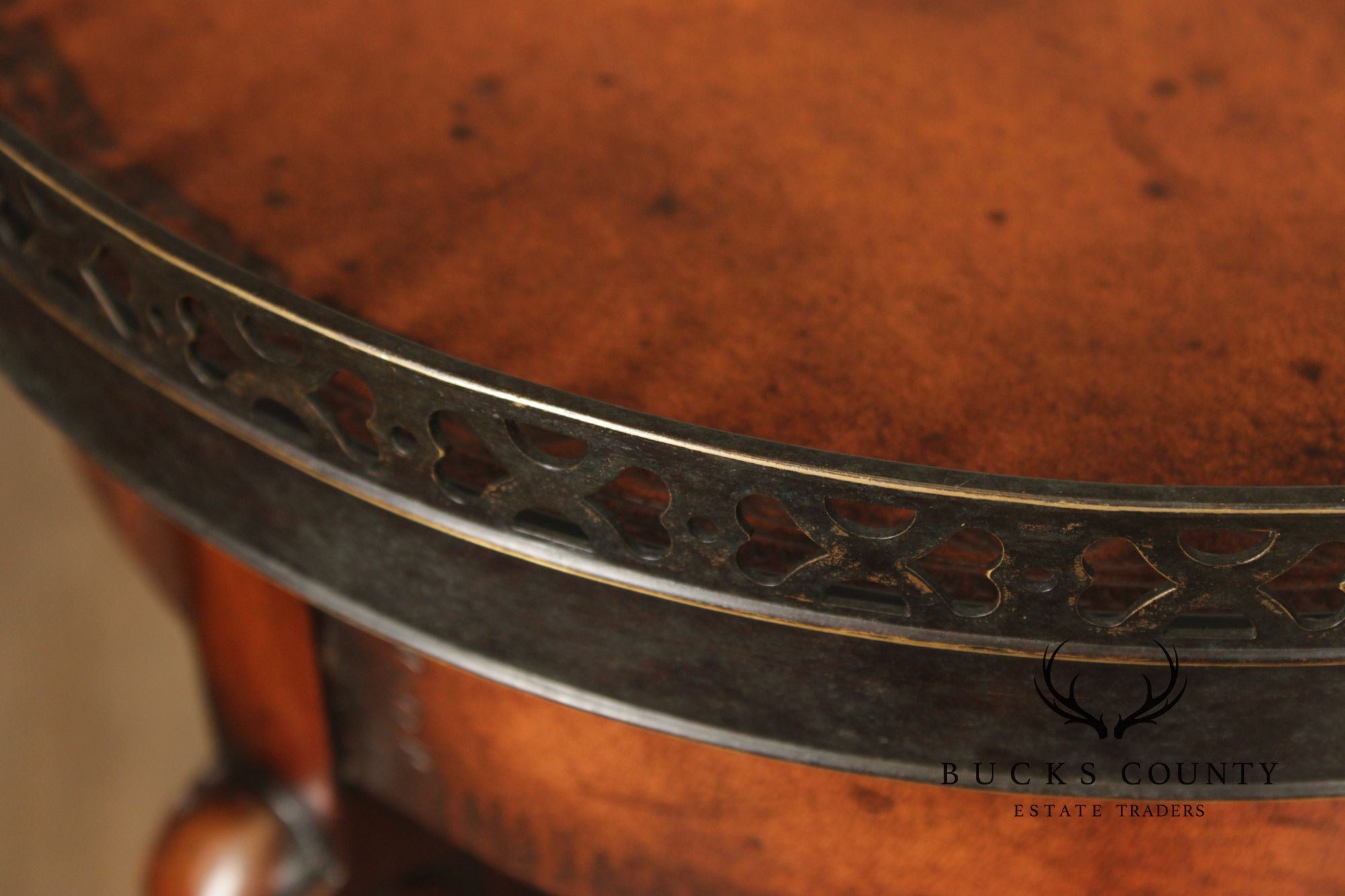Theodore Alexander Pair of Two-Tier Leather Pedestals