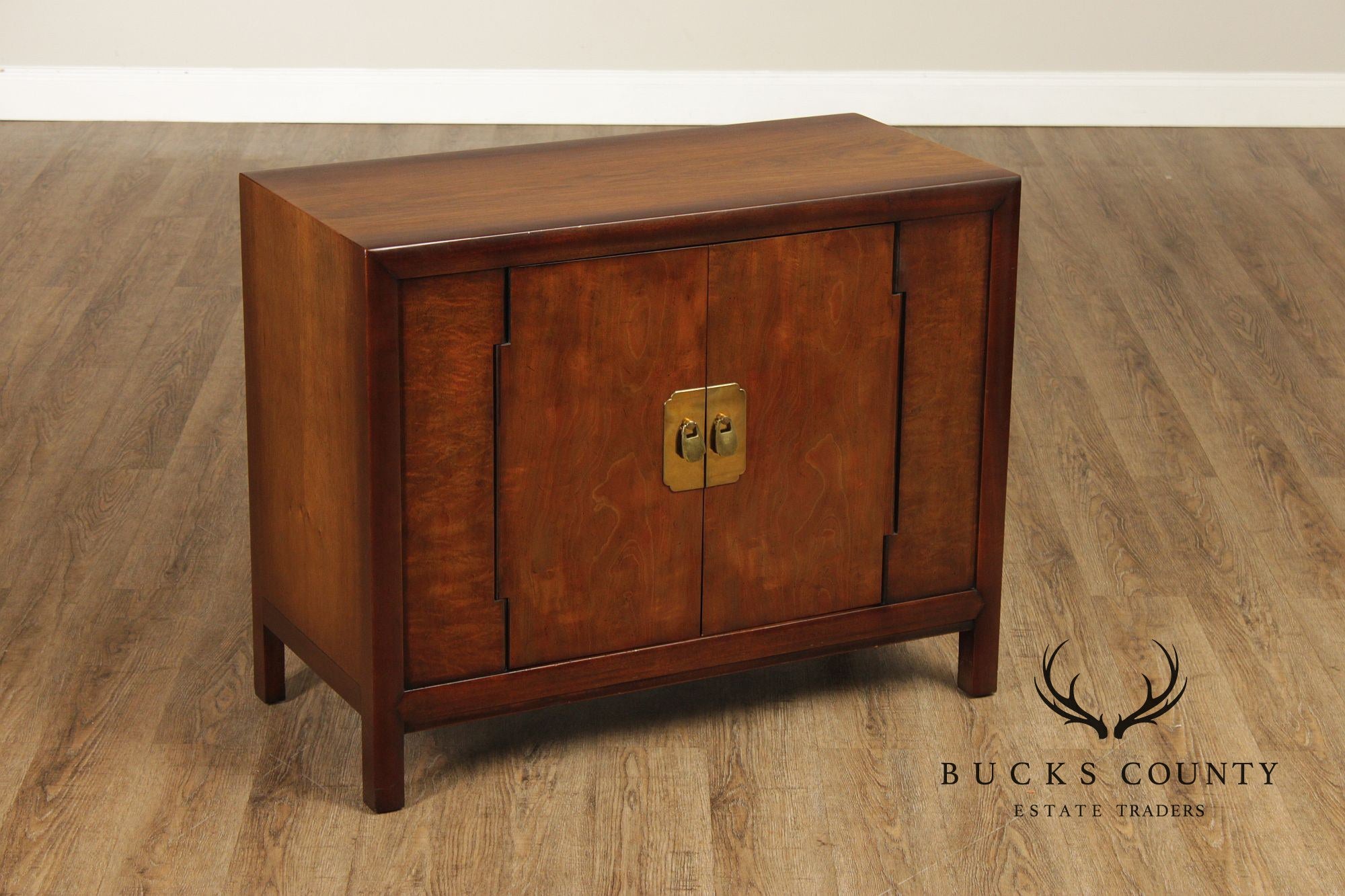 Henredon Asian Style Pair of Walnut Storage Cupboards