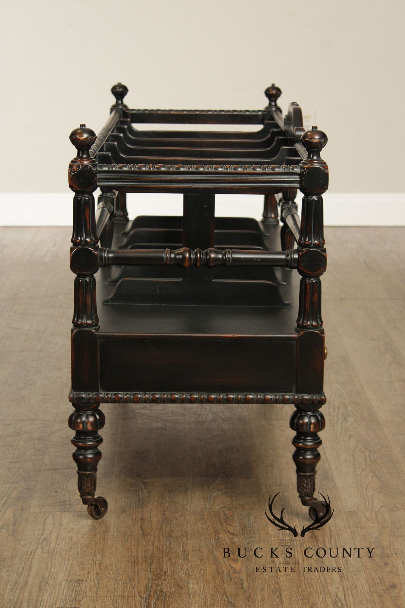 Sarried Tudor Style Ebonized Double Canterbury Magazine Rack