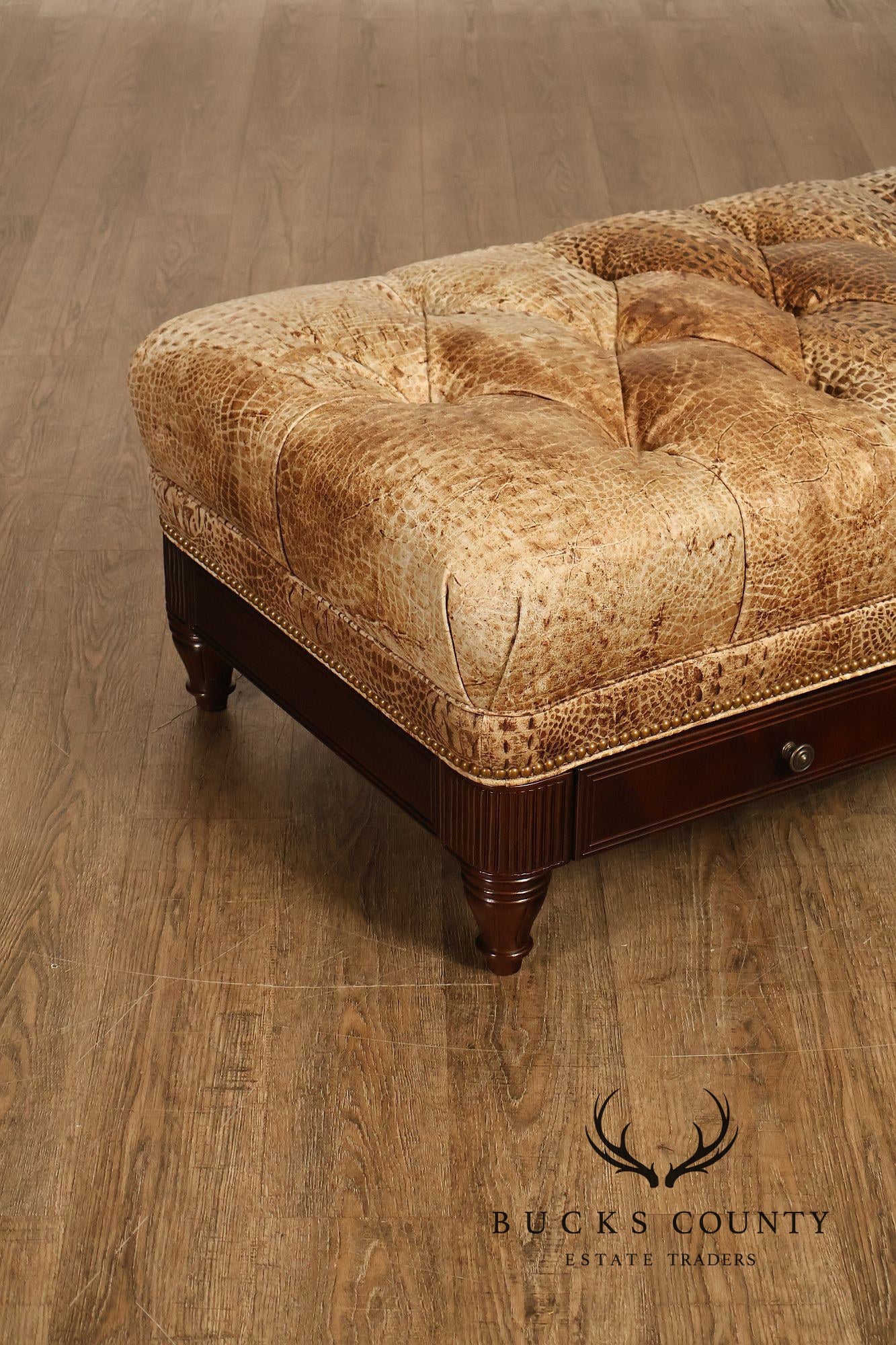 Hancock & Moore Tufted Leather "Robinson" Storage Ottoman