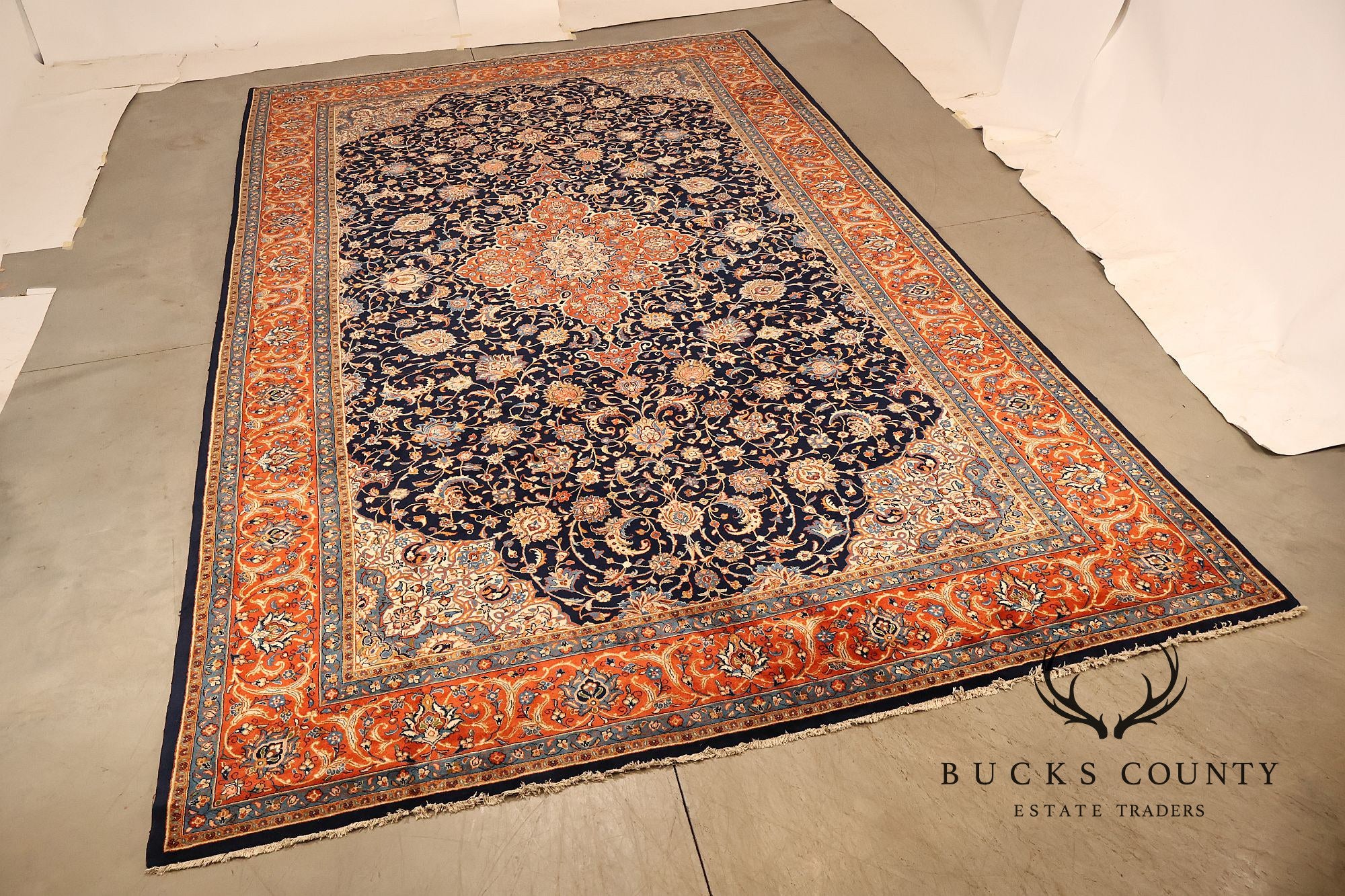 Persian Handwoven Wool Palace Size Floral Area Rug Approximately 10' X 18'