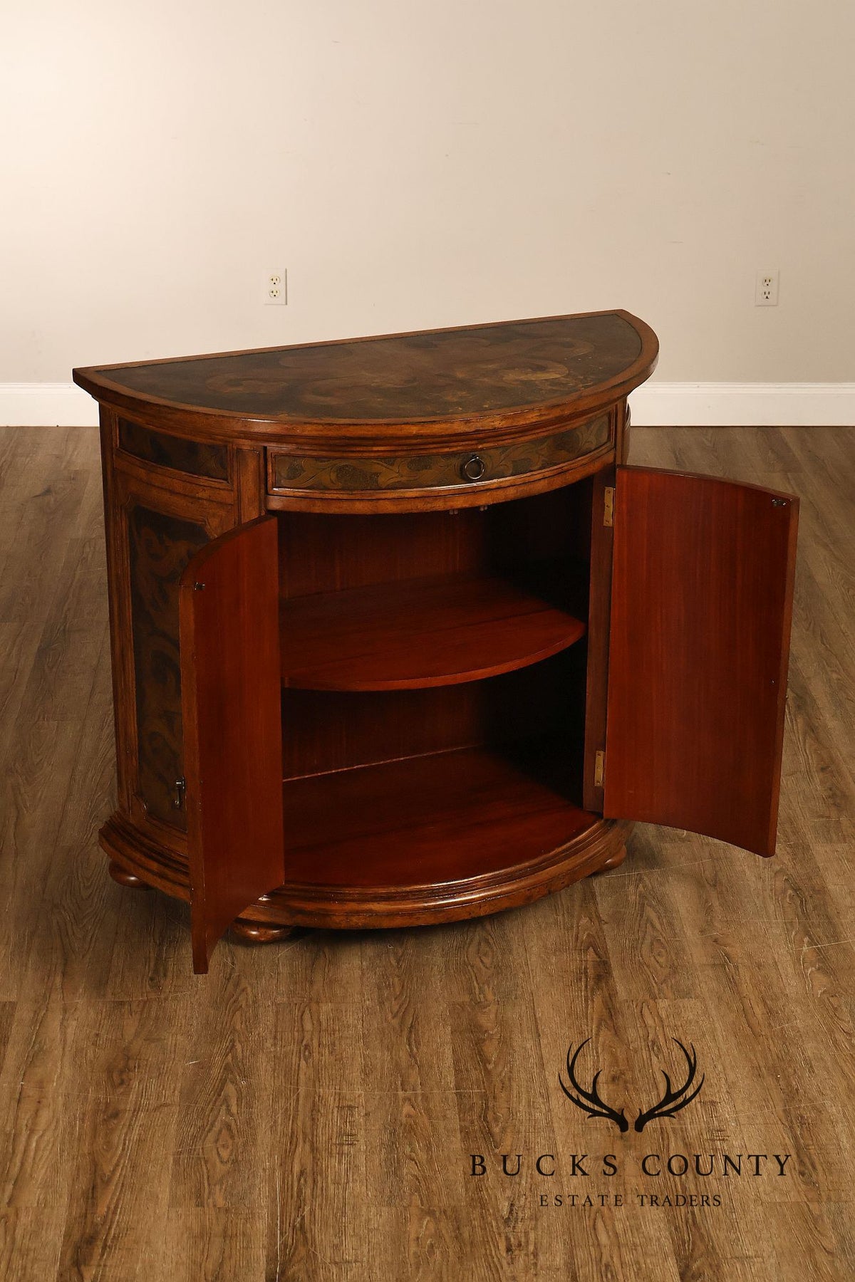 Italian Style Demilune Hand Painted Two-Door Cabinet