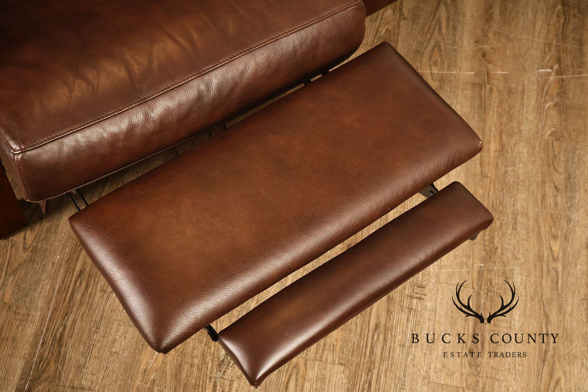Stickley Orchard Street Mission Oak Leather Power Motion Sofa