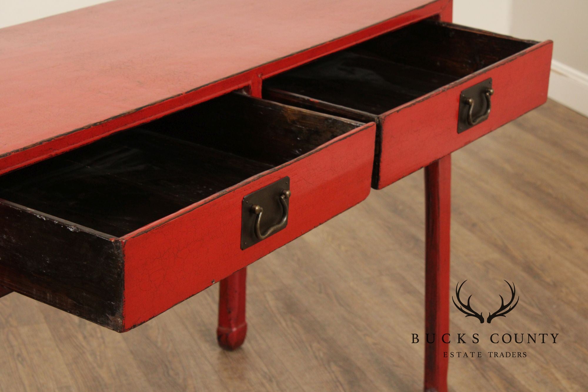 Asian Red Lacquered Console Table