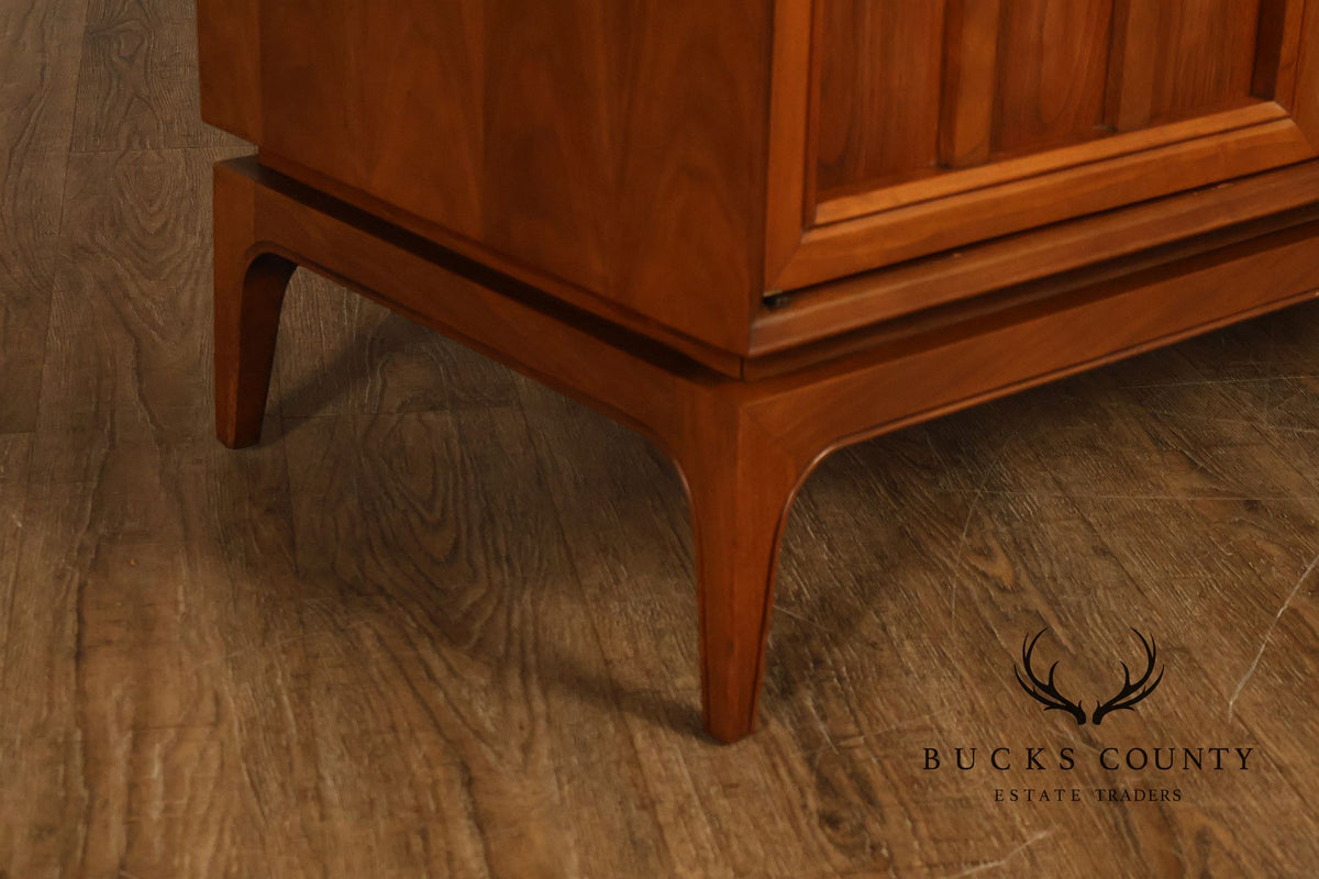 Mid Century Modern Walnut Geometric Paneled Credenza