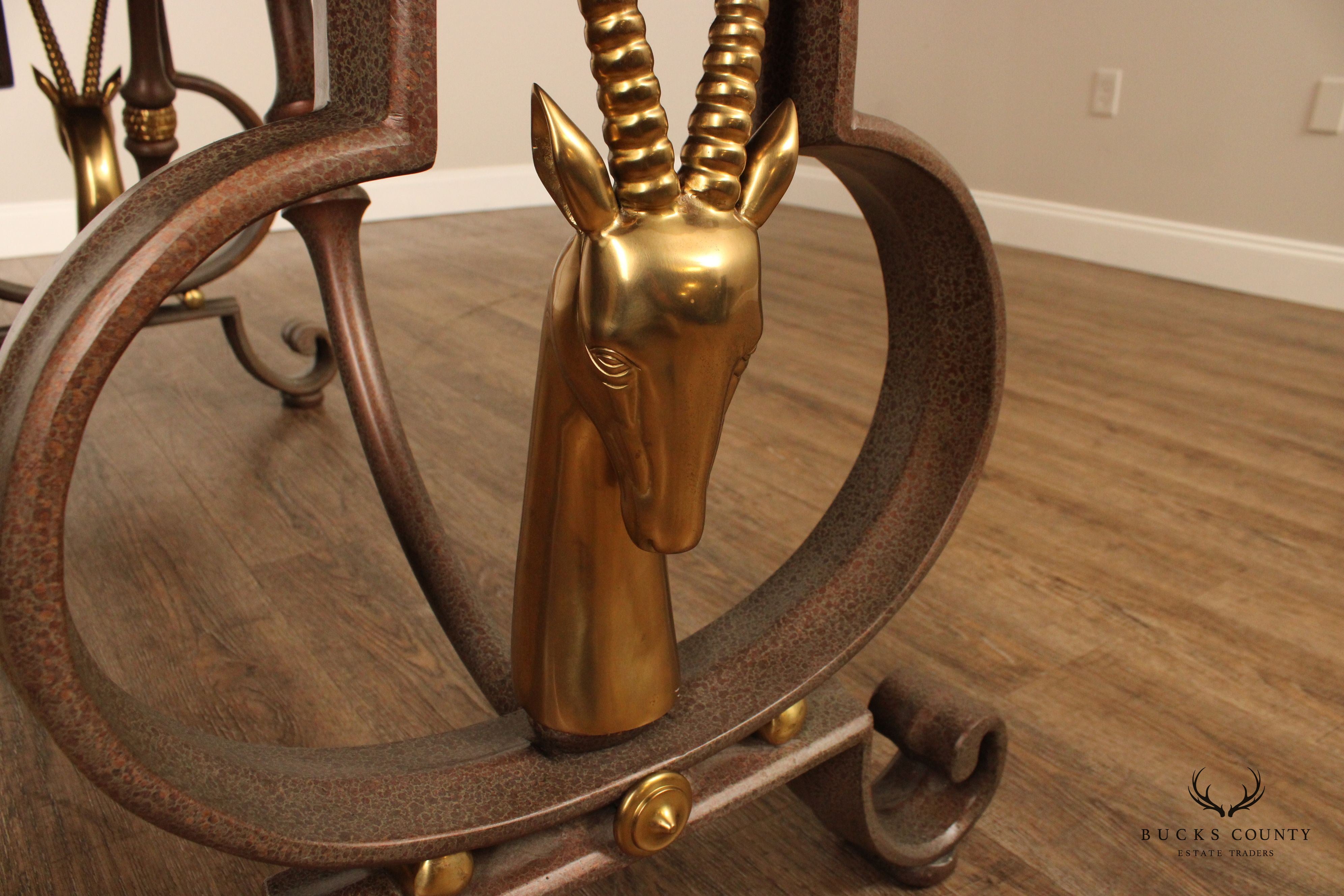 Tessellated Top Brass Gazelle Console Table