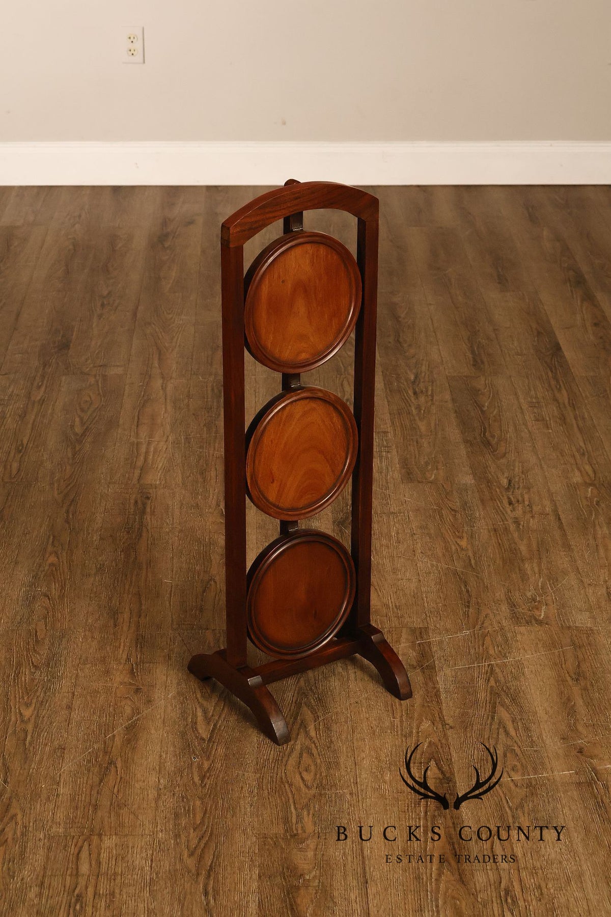 Mahogany Three Tier Collapsible Dumbwaiter Stand