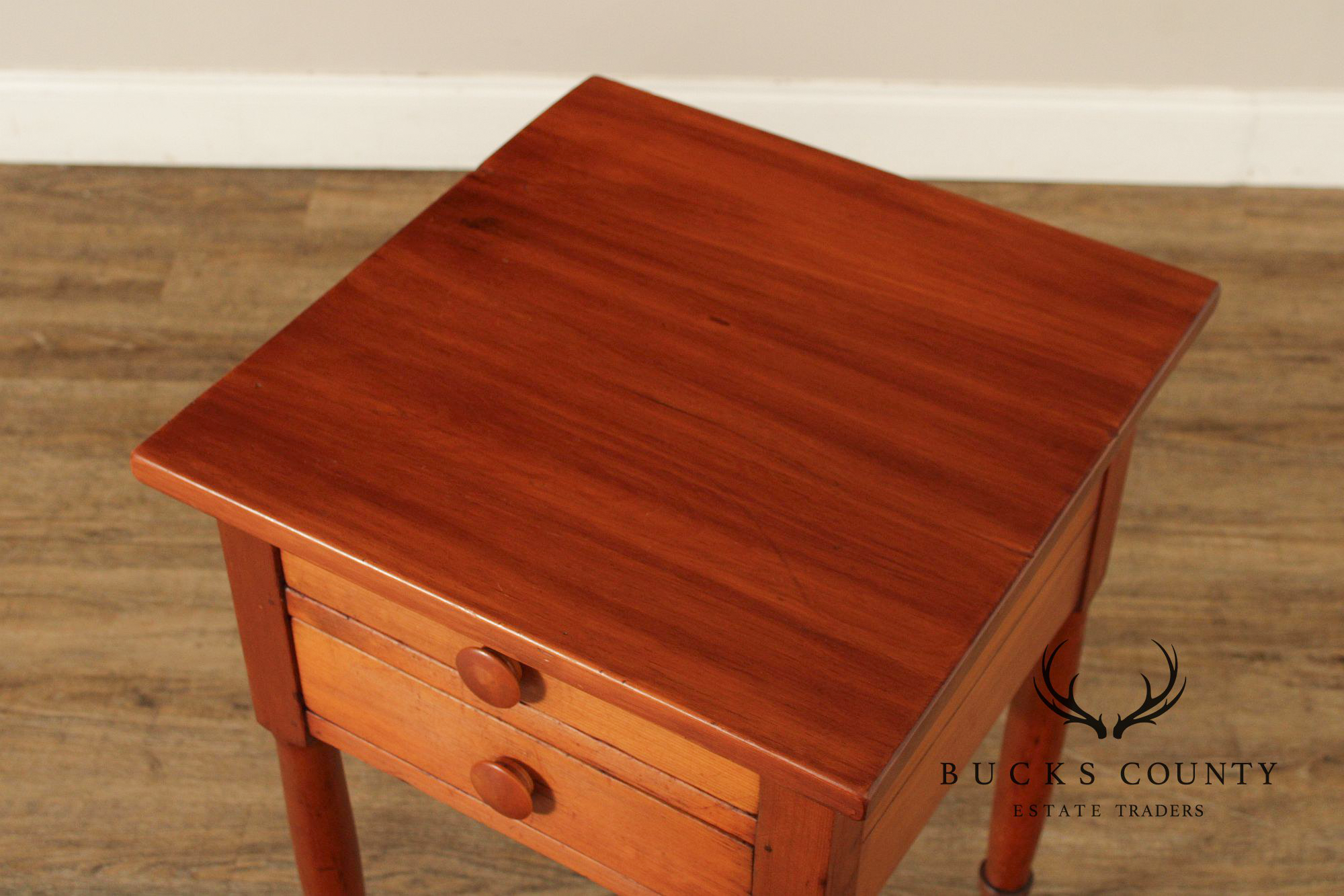 Antique Sheraton Two-Drawer Poplar Nightstand Work Table