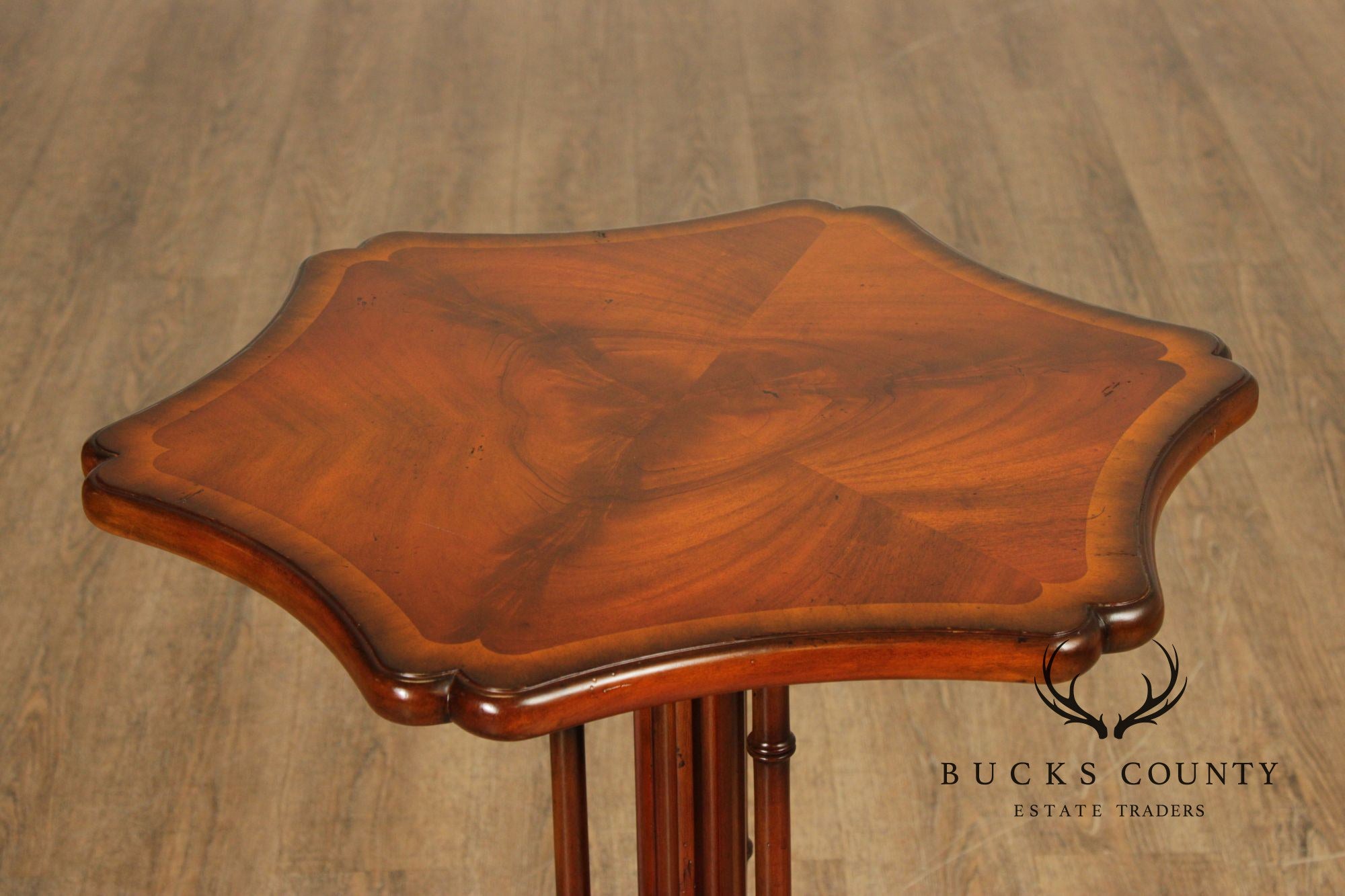 Maitland Smith Pair of Flame Mahogany Pedestal Side Tables