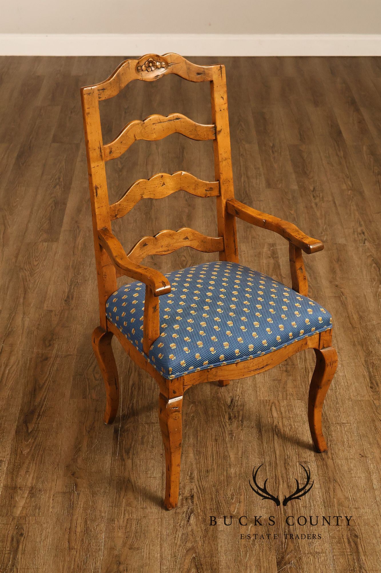 Guy Chaddock Basque Hickory Set Of Eight French Country Ladder Back Dining Chairs