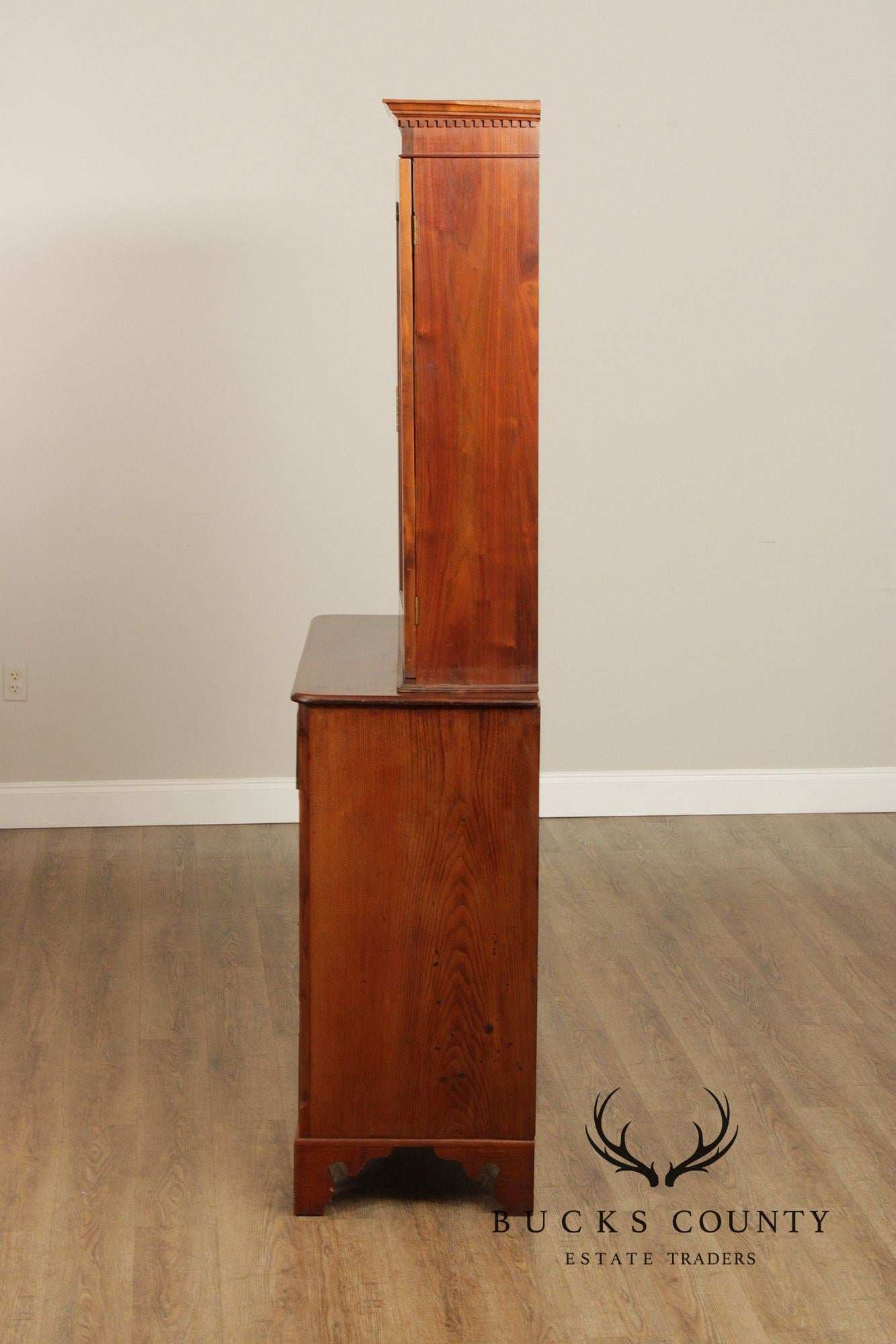 Antique American Walnut Chest With Blind Door Bookcase Top