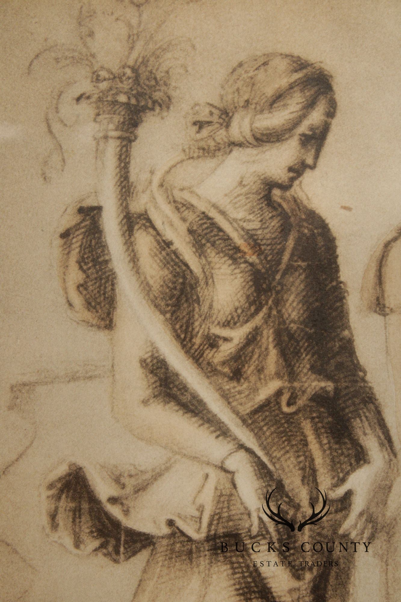 Classical Style Framed Print, Pair of Allegorical Figures