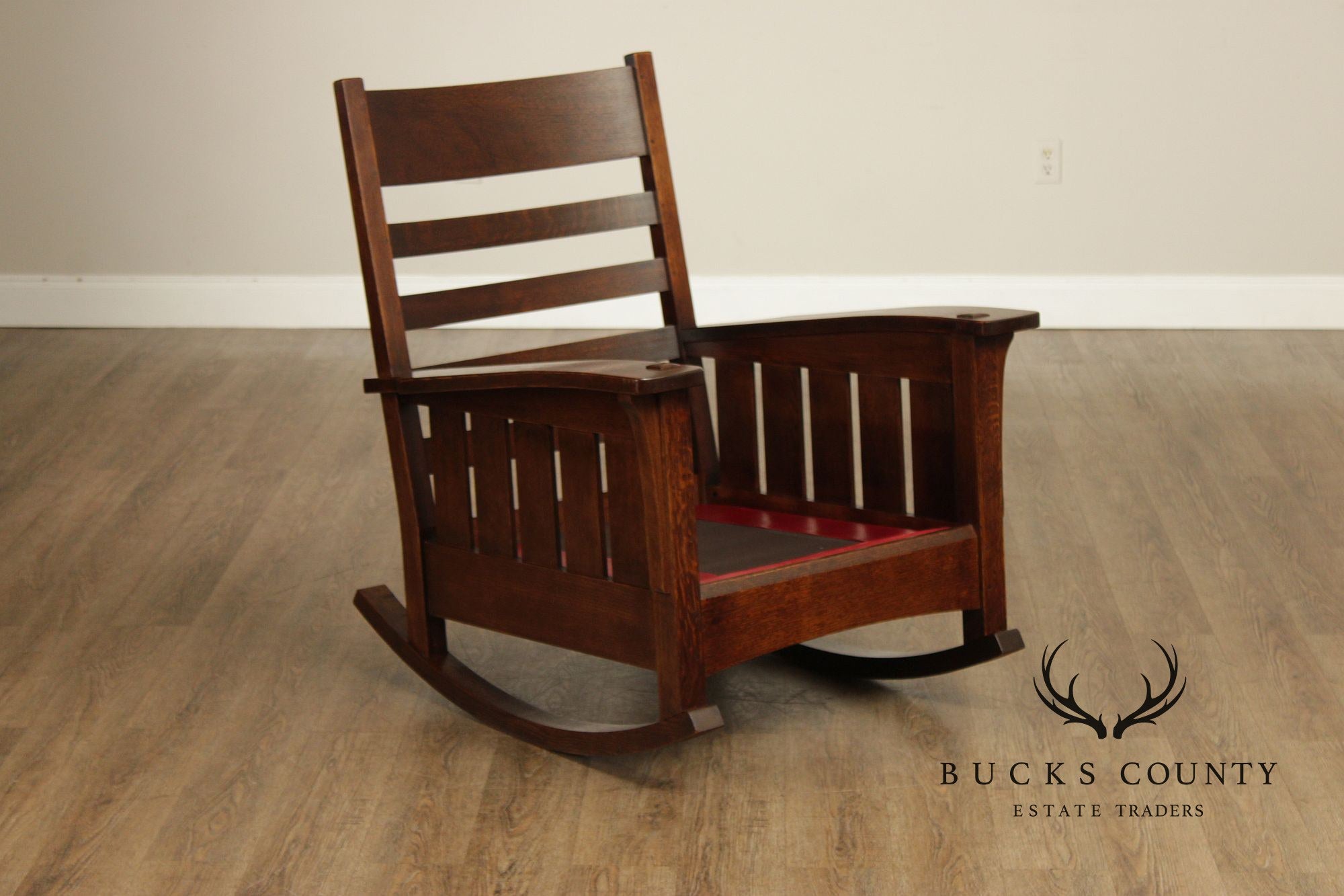 Stickley Mission Collection Oak And Leather Rocker
