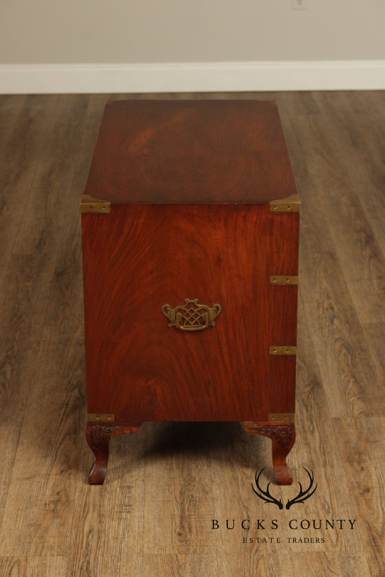 Anglo Indian Campaign Carved Rosewood Chest of Drawers