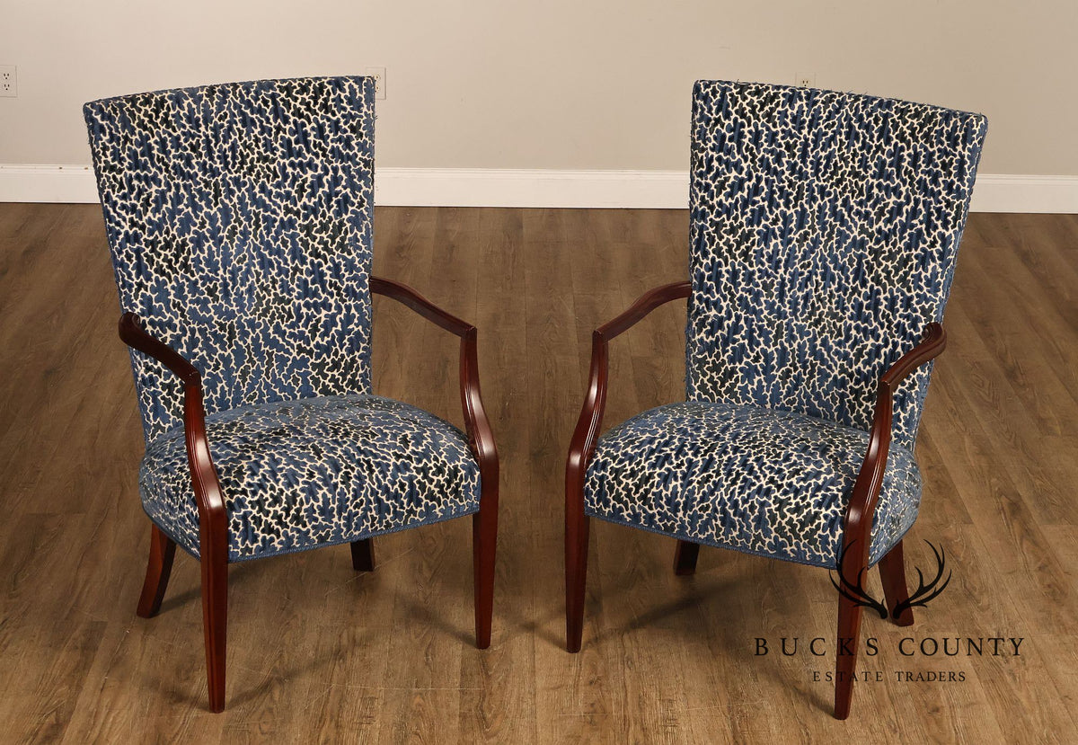 Contemporary Pair of Upholstered Dining Armchairs