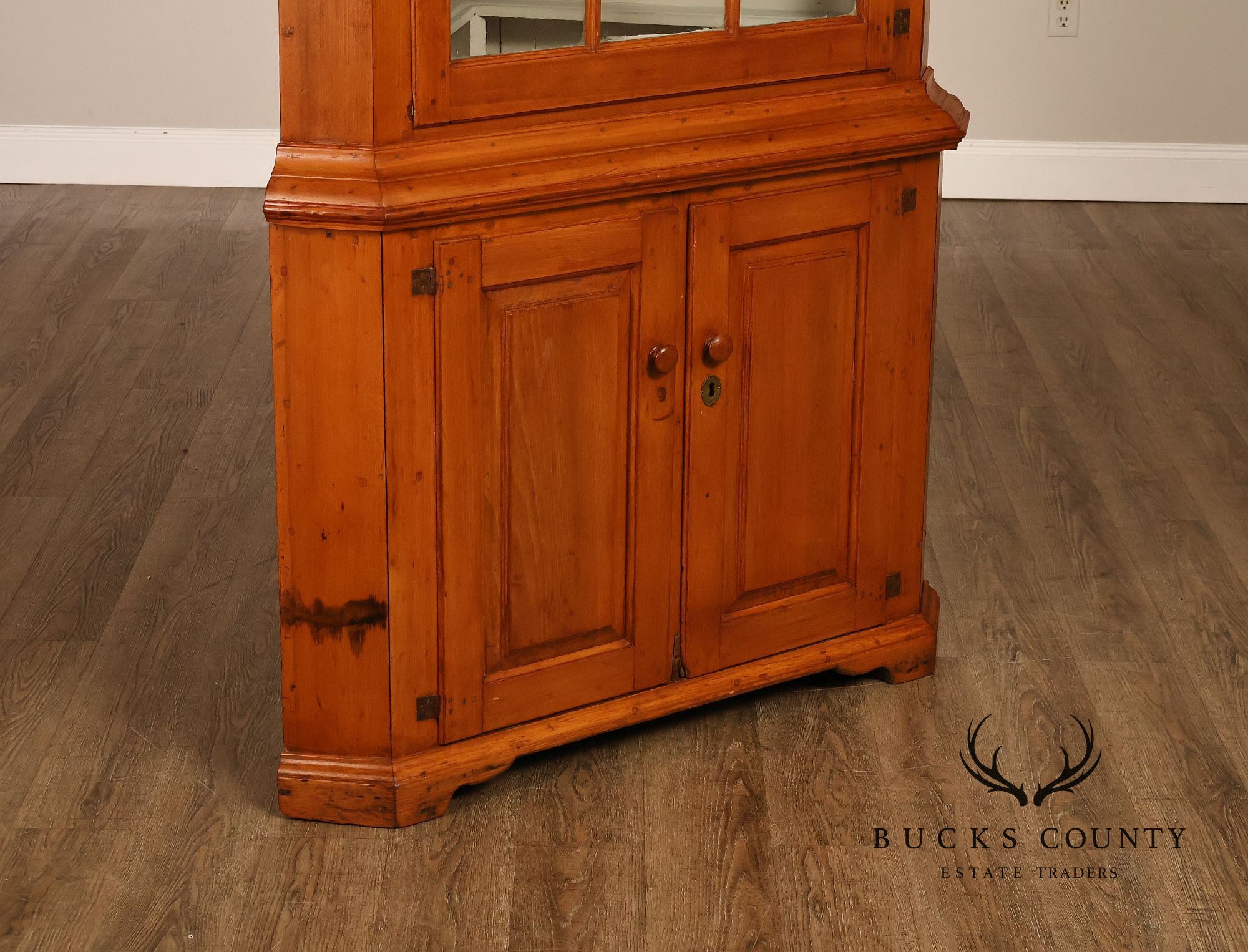 Antique Primitive Pine Single Door Corner Cabinet