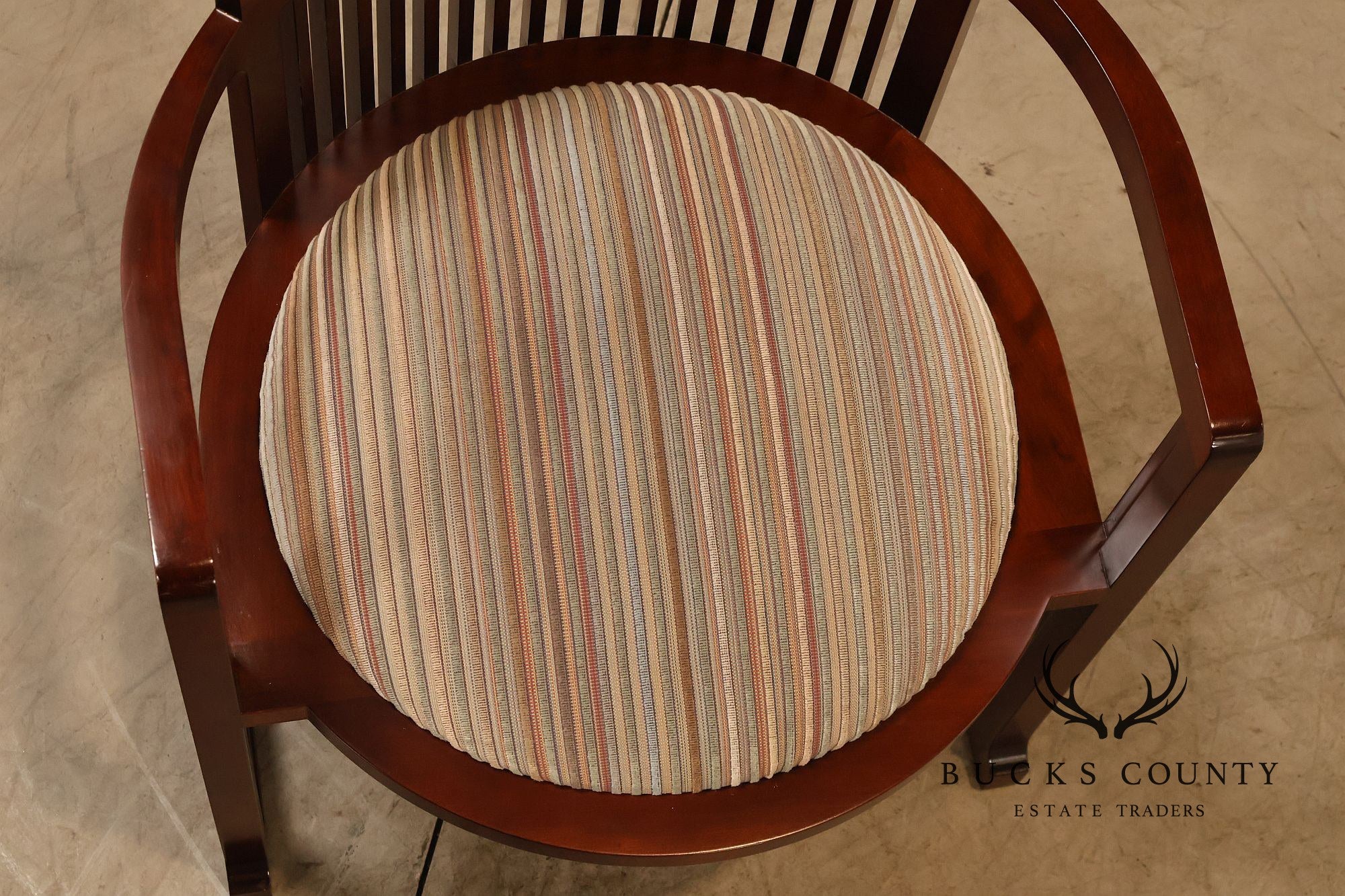 Cassina Frank Lloyd Wright Model 606 Set Of Six Cherry Barrel Dining Armchairs