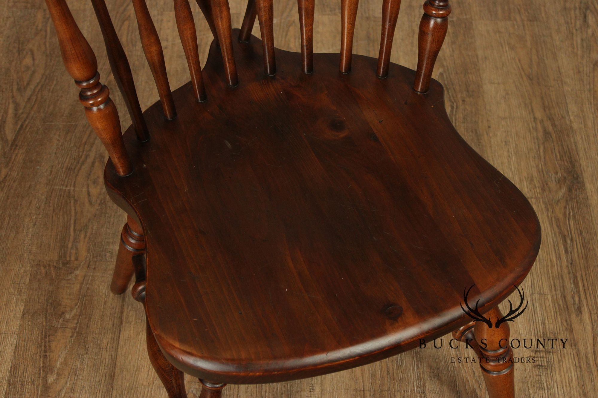 Ethan Allen Vintage Set of Six Windsor Style Dining Chairs, Solid Pine