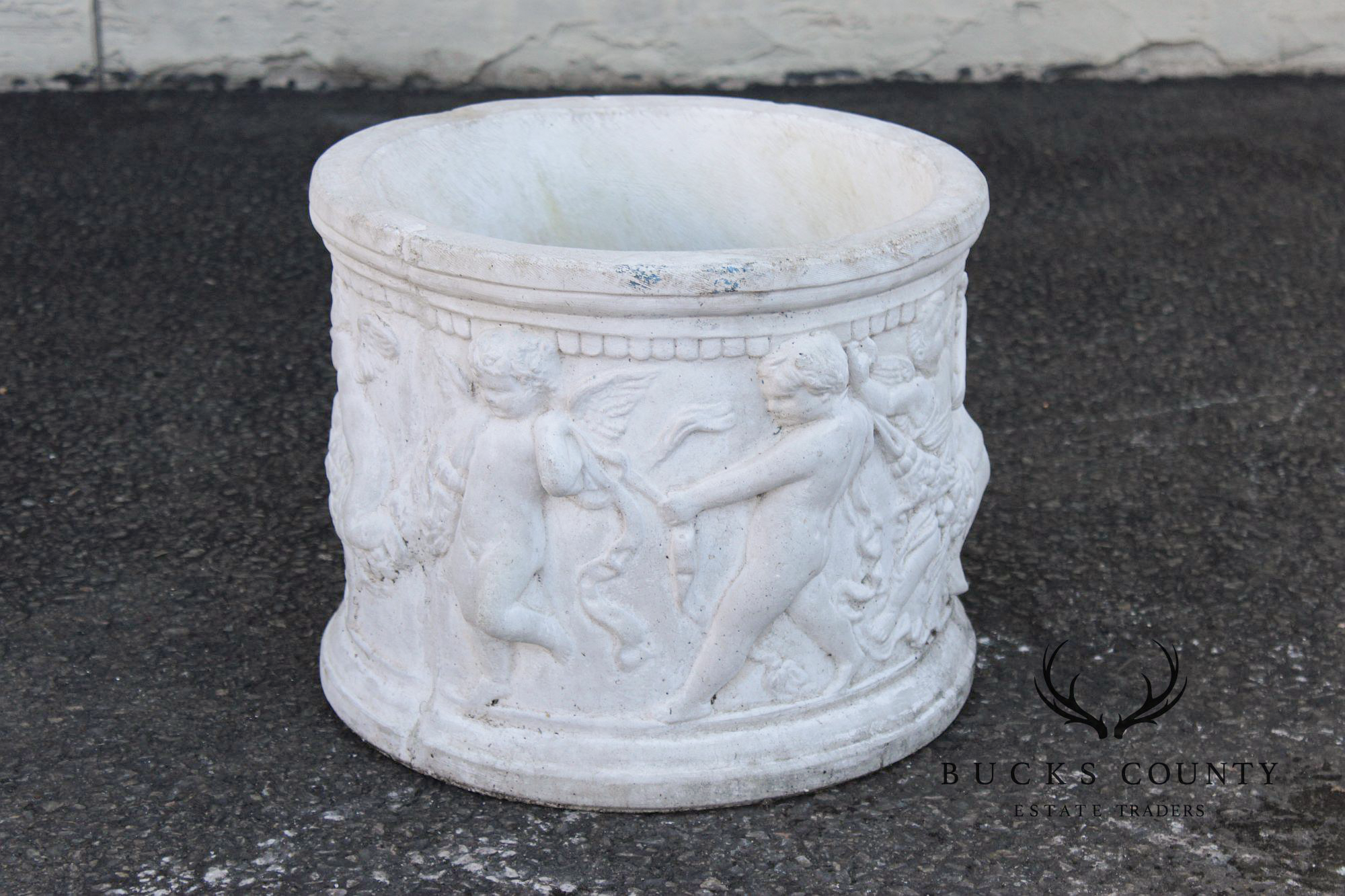 Classical Style Cherub Relief Cast Stone Garden Planter