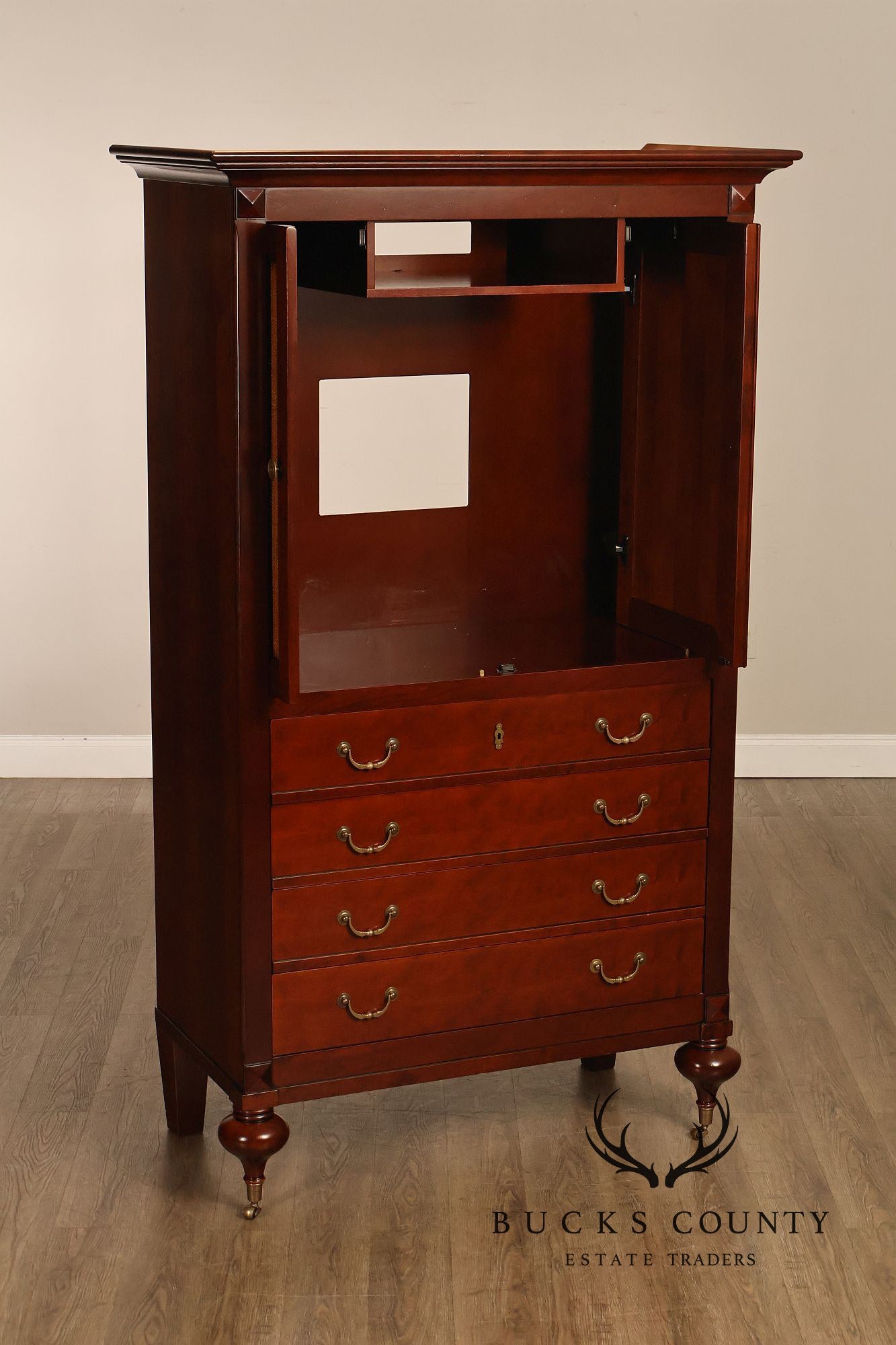 Grange French Louis Philippe Cherry Cane Door Armoire Cabinet