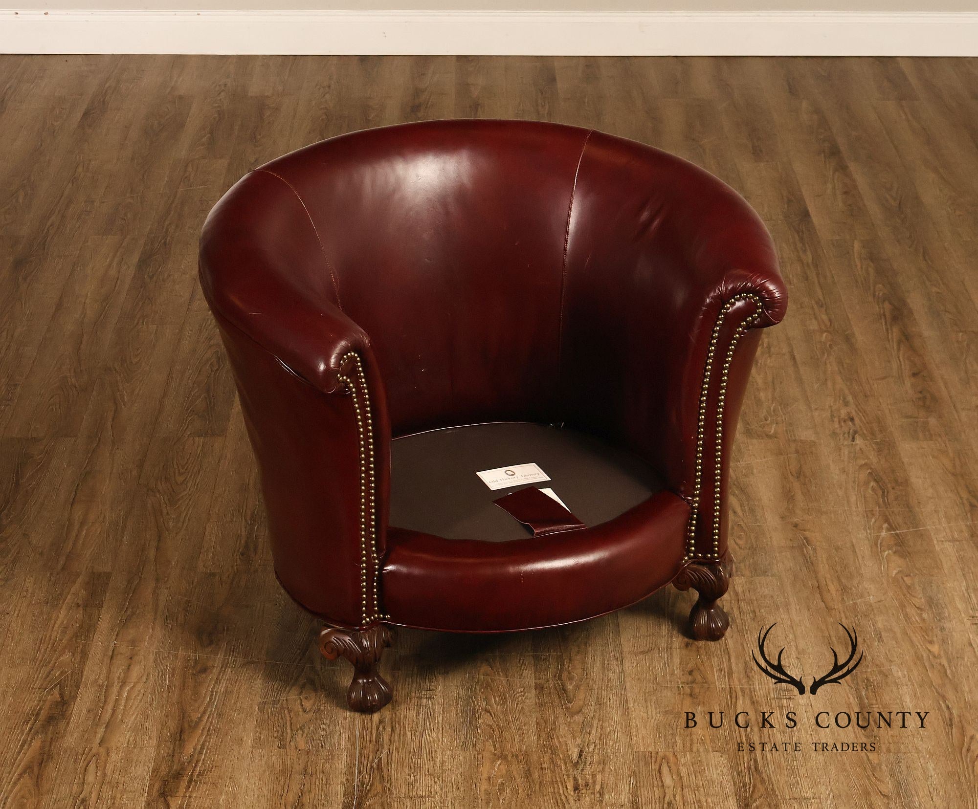 Old Hickory Tannery Burgundy Leather Nailhead Trim Club Chair