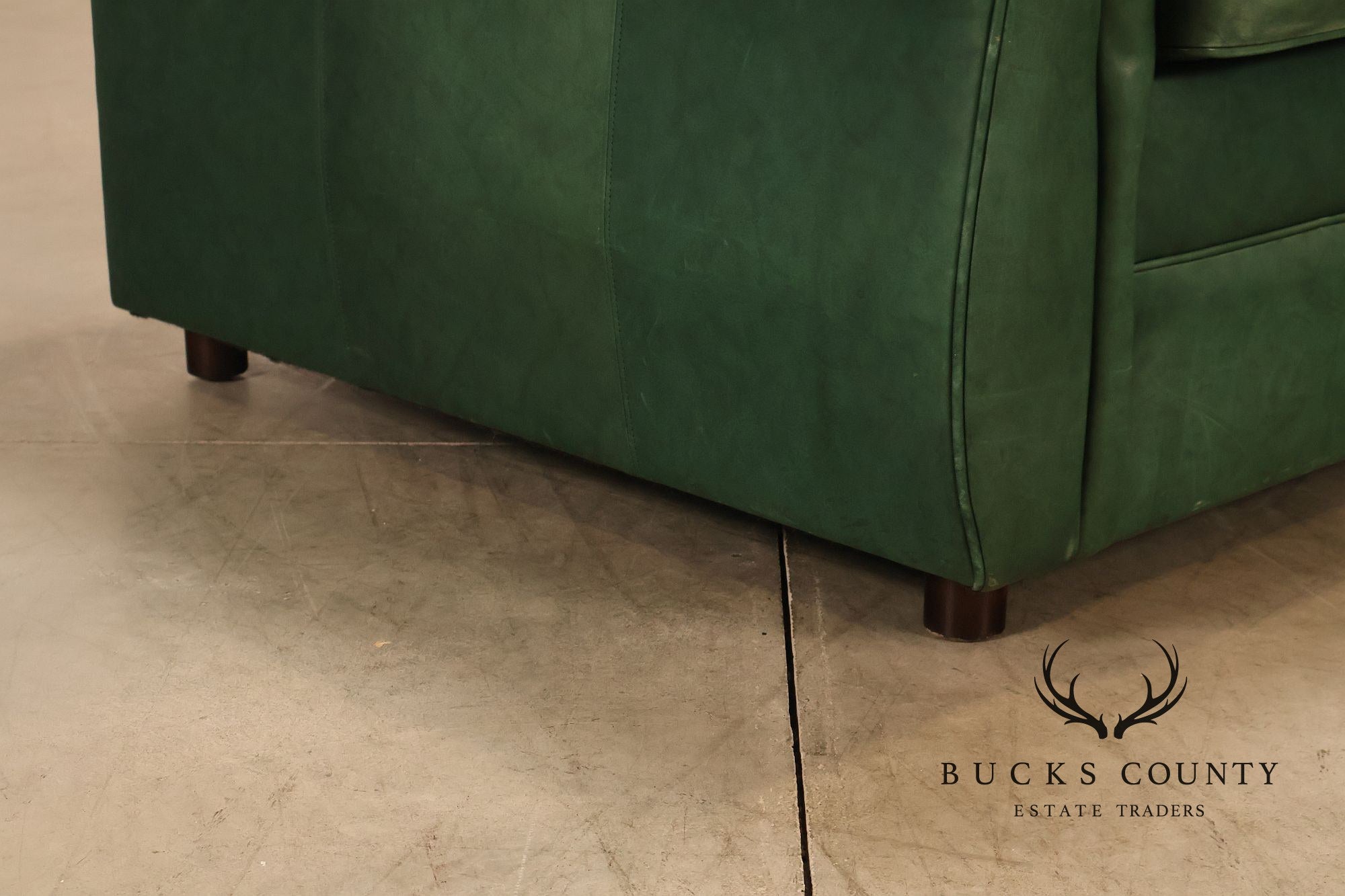 Ethan Allen Green Leather Sofa