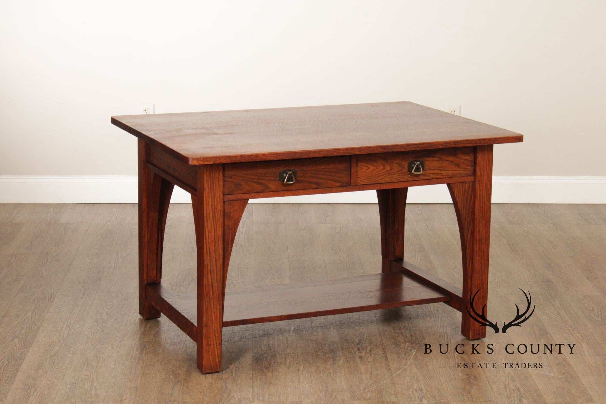 Limbert Mission Oak Two-Drawer Library Table