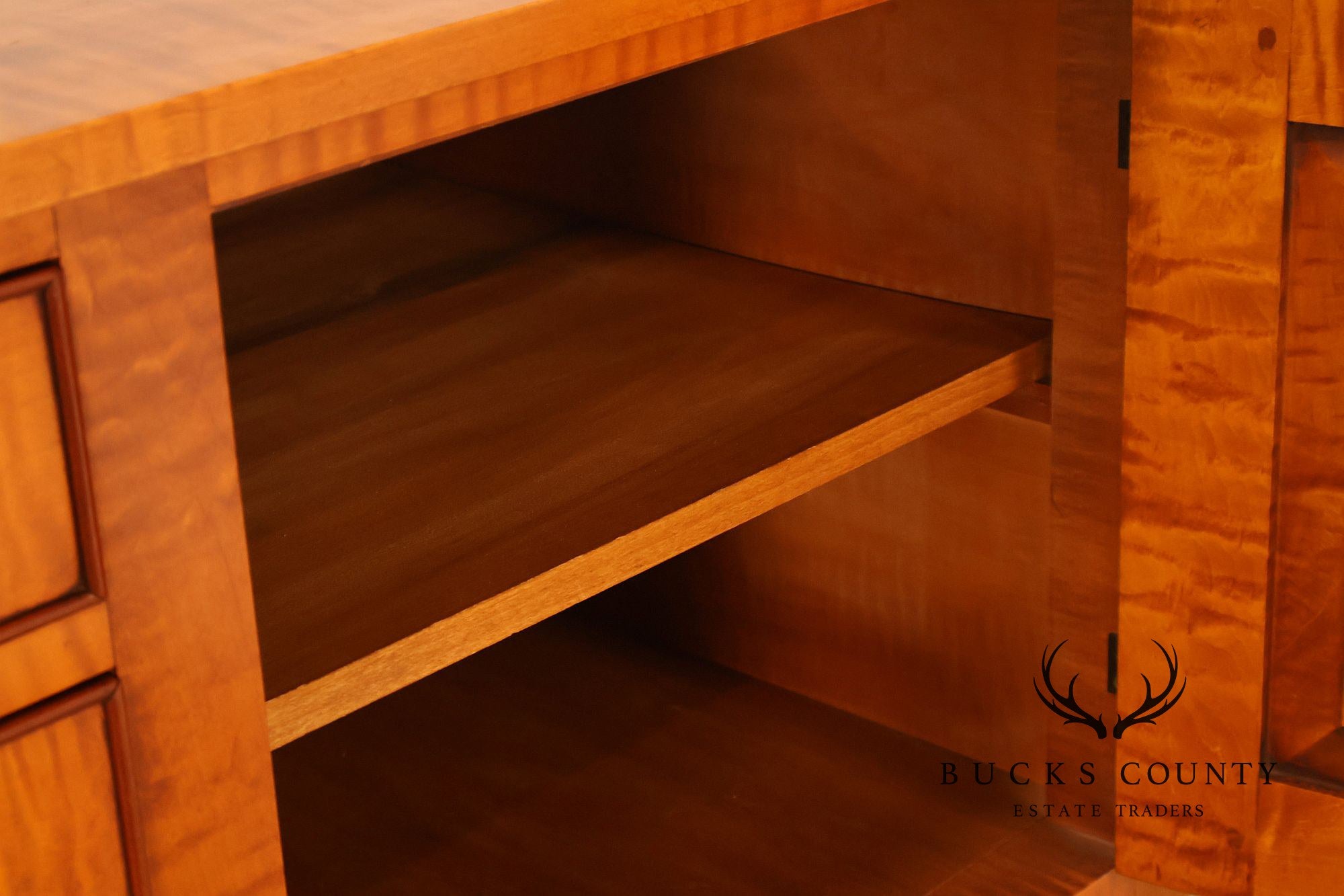Eldred Wheeler Tiger Maple Tapered Leg Sideboard