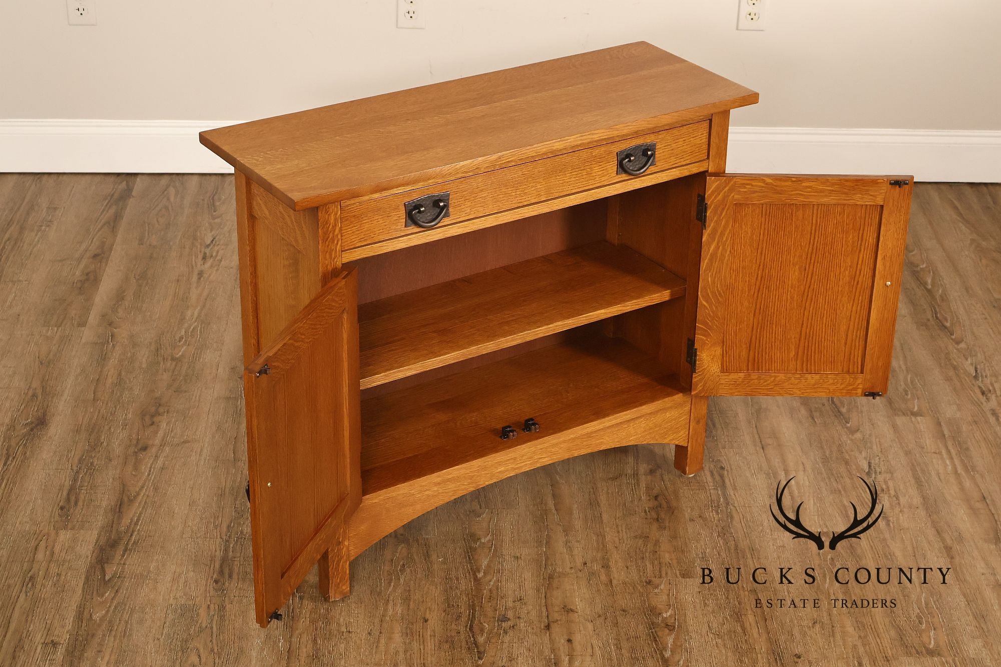Stickley Mission Collection Harvey Ellis Inlay Oak Small Cabinet