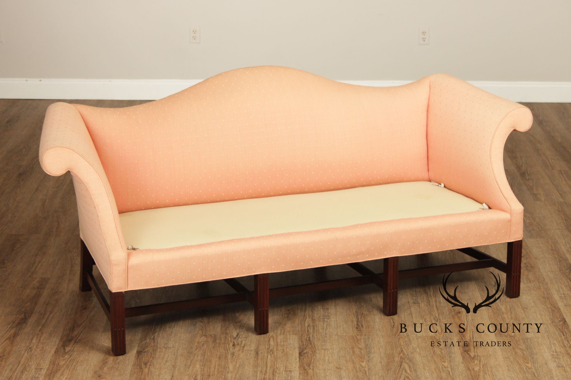 Chippendale Style Vintage Mahogany Camelback Sofa