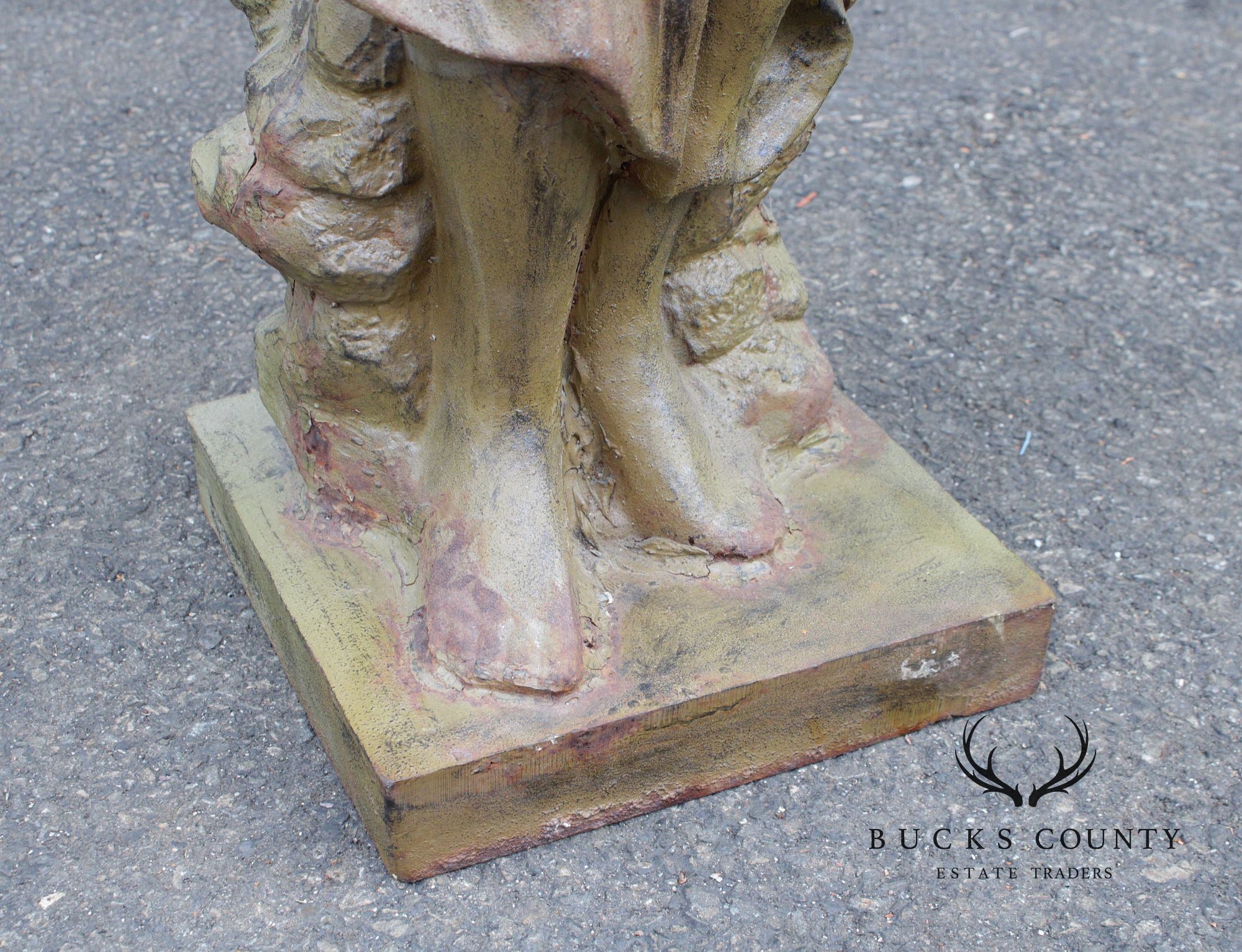 Vintage Cast Iron Garden Statue of a Lady