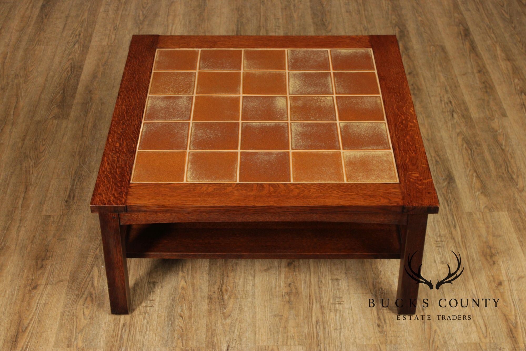 Stickley Mission Collection Oak Tile Top Coffee Table
