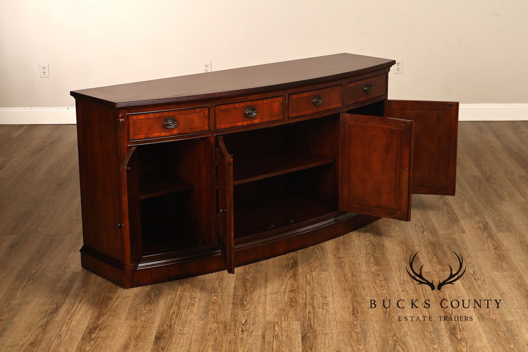 Drexel Heritage British Accents Curved Mahogany Dining Buffet Sideboard